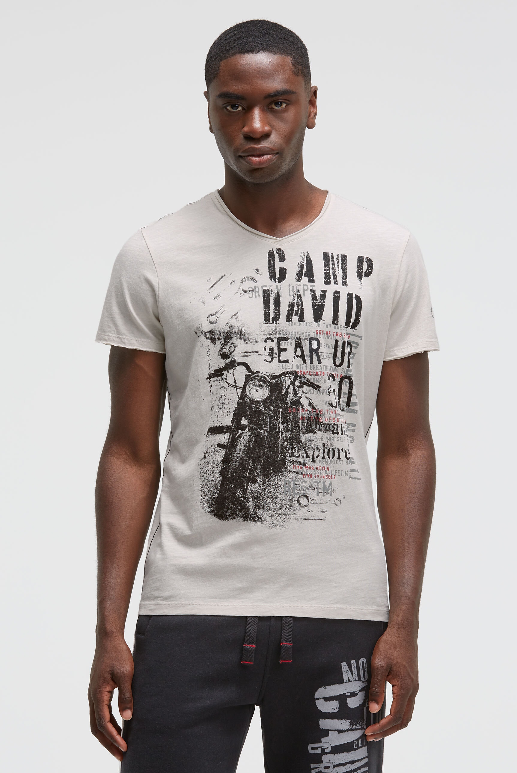 CAMP DAVID V-Shirt, mit offenen Kanten günstig online kaufen