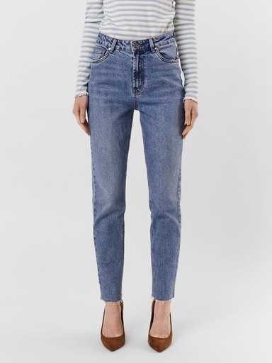Vero Moda Straight-Jeans "VMBRENDA" mit leicht ausgefranstem Saum, stonewas günstig online kaufen