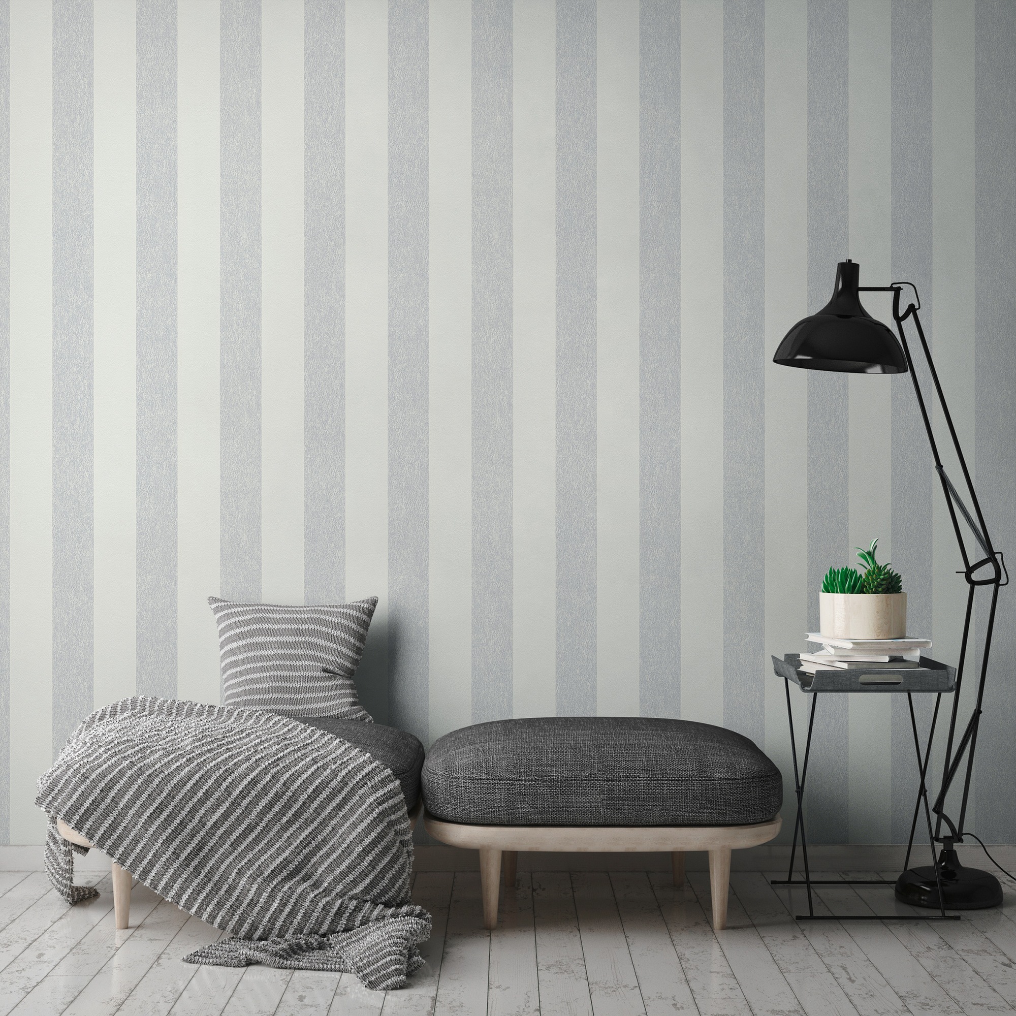 A.S. Création Vliestapete »Attractive 2 Streifentapete«, matt-gemustert-neutral, Streifentapete landhaus glatt Tapeten Wohnzimmer modern Flur Design