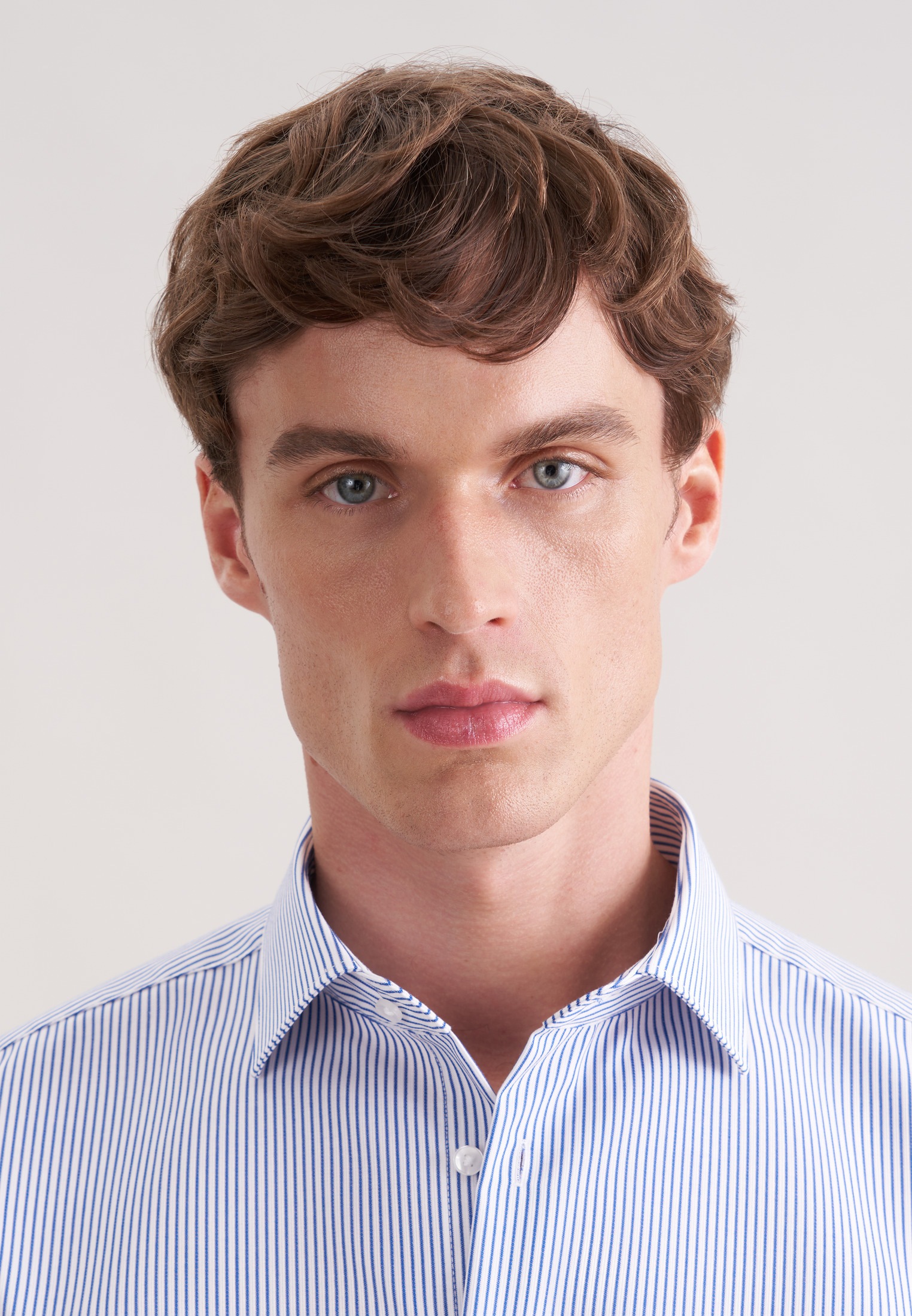 Businesshemd SEIDENSTICKER "Schwarze Rose", Herren, Gr. L (41), normale Ärmellängen, mittelblau, 100% Baumwolle, gestreift, slim fit, 2-Knopf-Manschette, Hemden, Slim 1/1 Kentkragen Gestreift 2