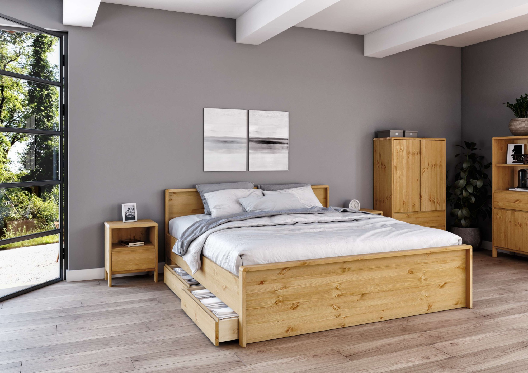 Home affaire Bettschubkasten "Luven", (2 St.), aus massiver Kiefer, 2 Stück günstig online kaufen