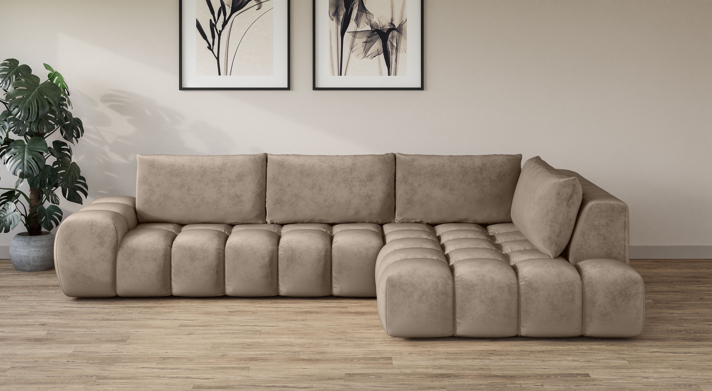 OTTO home Ecksofa "AZITA L-Form, XXL 352 cm Designsofa in Bubble-Opitk" los günstig online kaufen