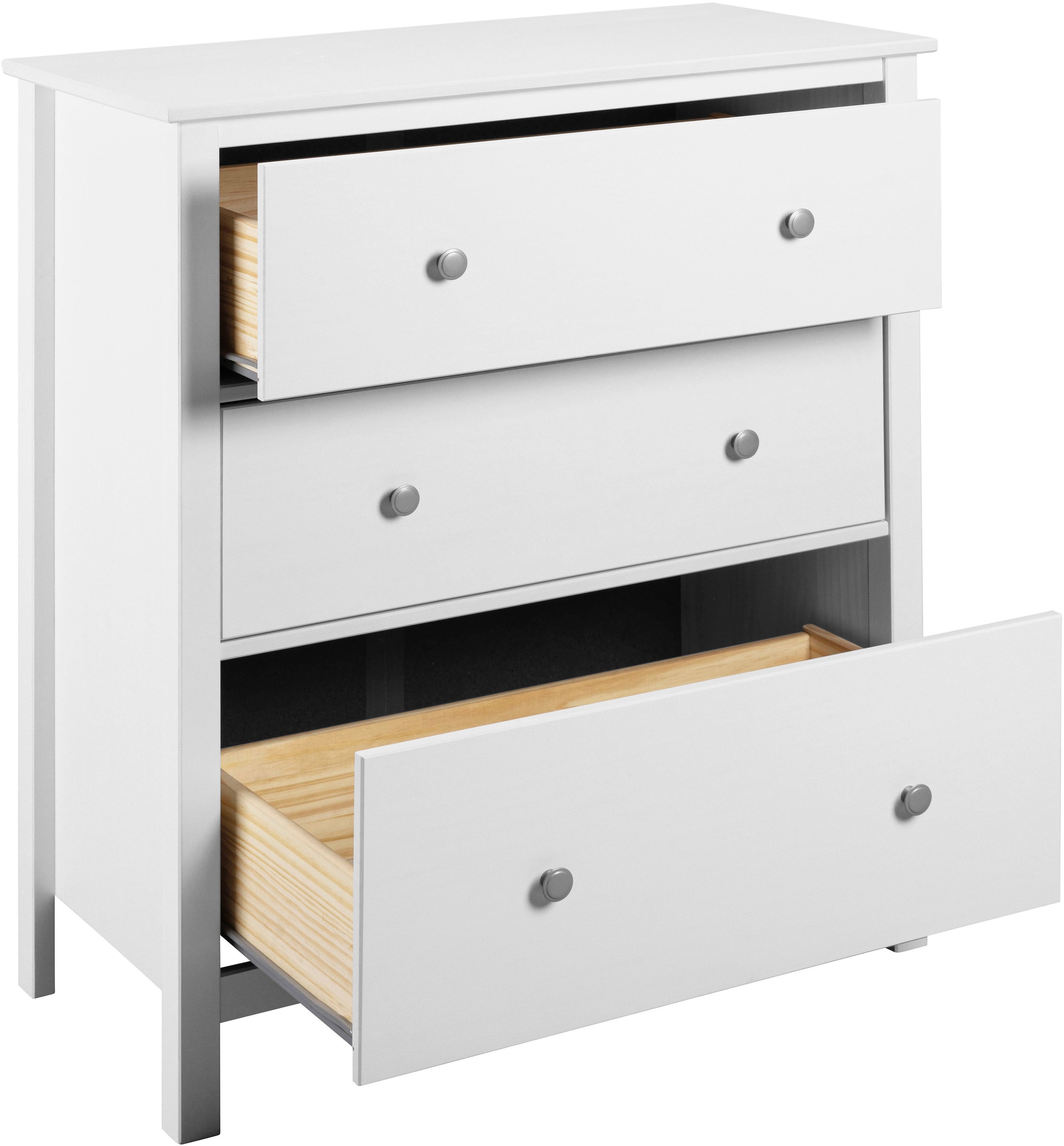 Inter Link Schubkastenkommode »Pinora, Kiefer Massivholz, Weiss, 3 Schubladen, 85 x 39,5 x 96 cm« 1 Stk. tlg. Kommode im modernem Skandi Look, viel Stauraum