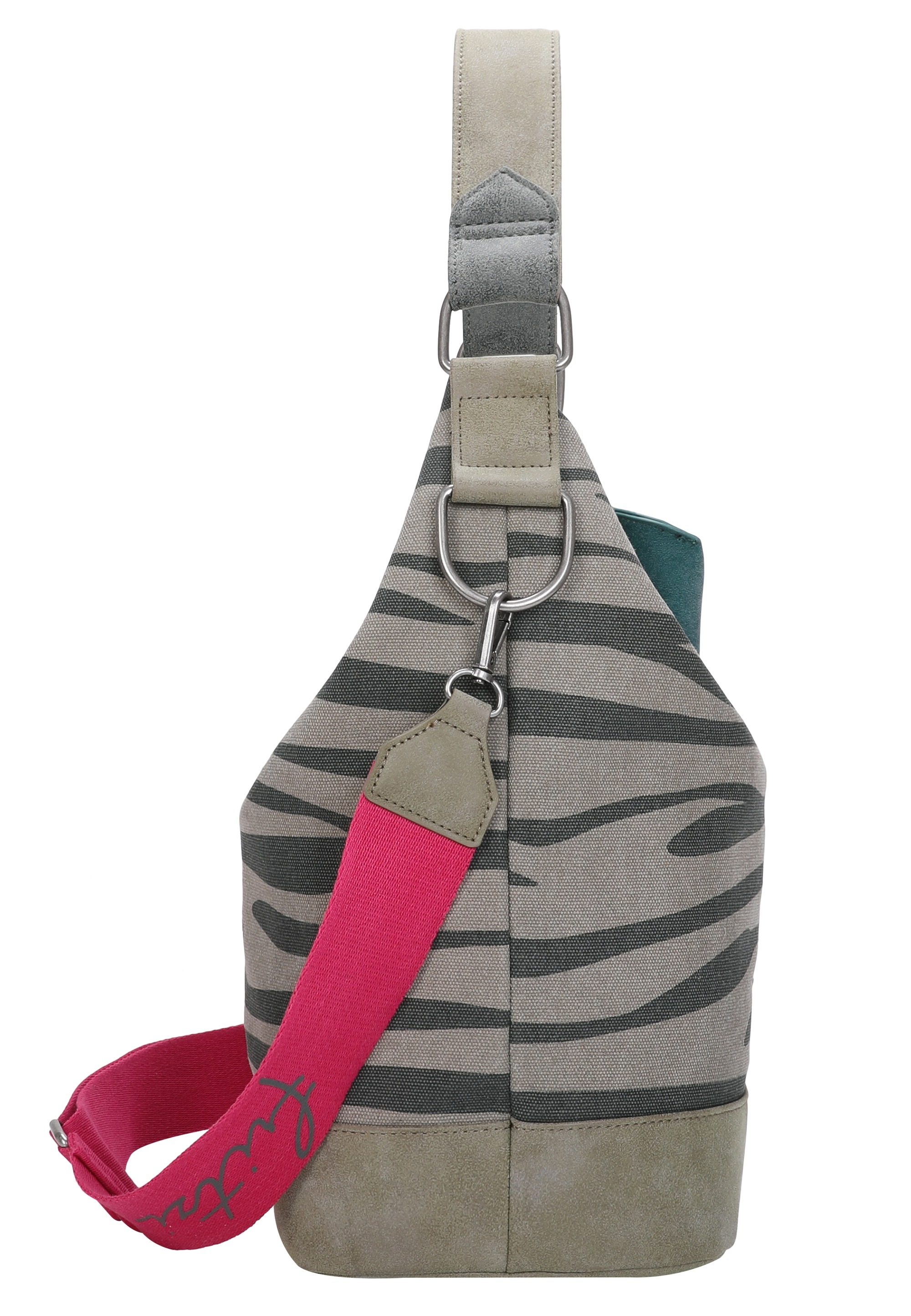 Fritzi Aus Preußen Schultertasche FRITZI AUS PREUSSEN "Izzy07 Olga", Damen, Gr. B/H/T: 17cm x 37cm x 27cm, grau (stein), Baumwolle, mehrfarbig, Taschen Schultertasche, aus veganen und recycelten Materialien 3