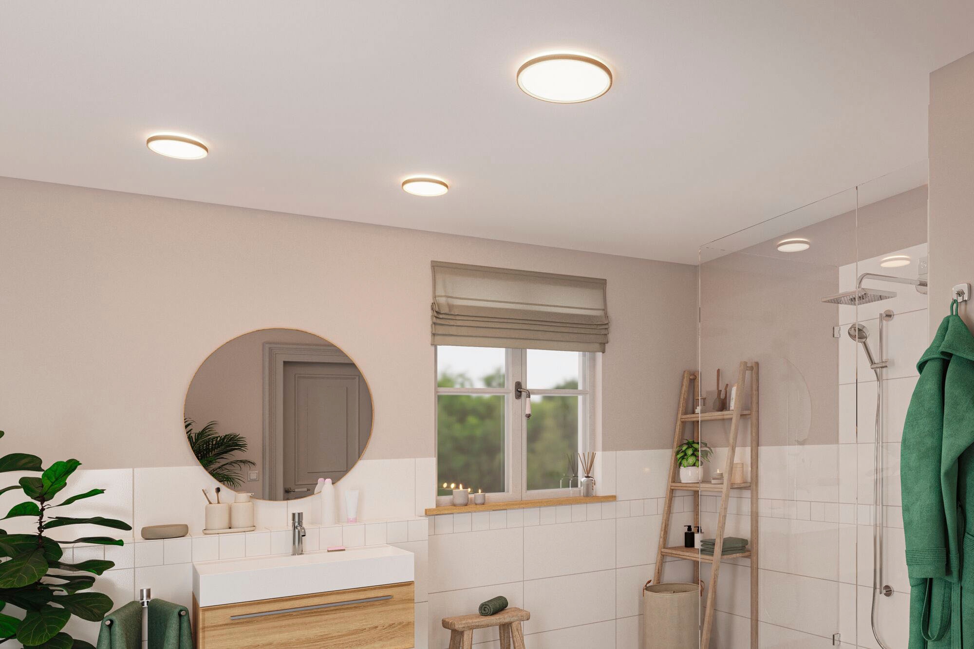 Paulmann LED Panel »Atria Shine 11,2W 4000K 190mm Eiche Kunststoff IP44«, 1 flammig, Hintergrundbeleuchtung
