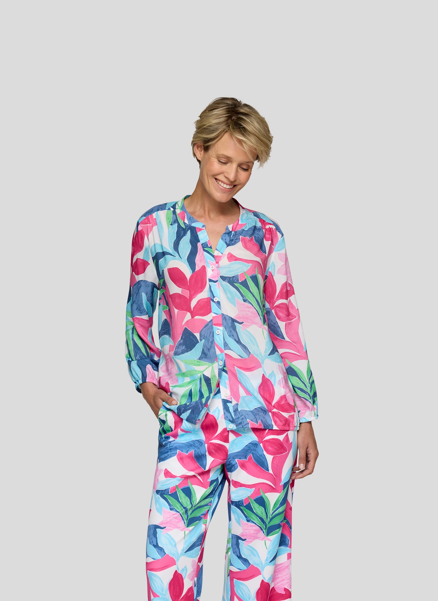 Rabe Klassische Bluse "Rabe Bluse mit farbenfrohem Blätter-Print" günstig online kaufen