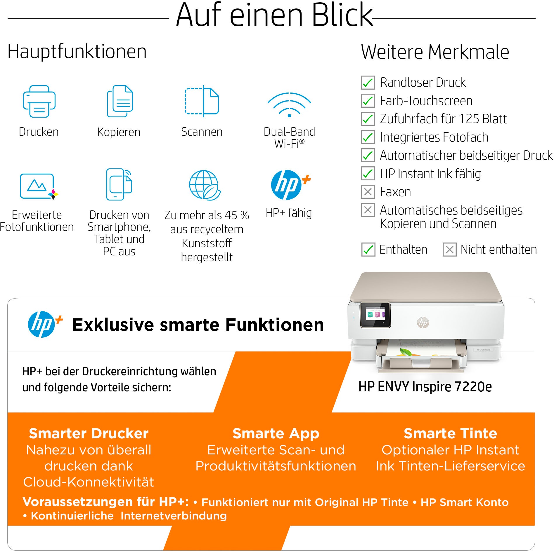 Multifunktionsdrucker BAUR Inspire Ink HP | HP+ kompatibel 7220e«, Instant »Envy
