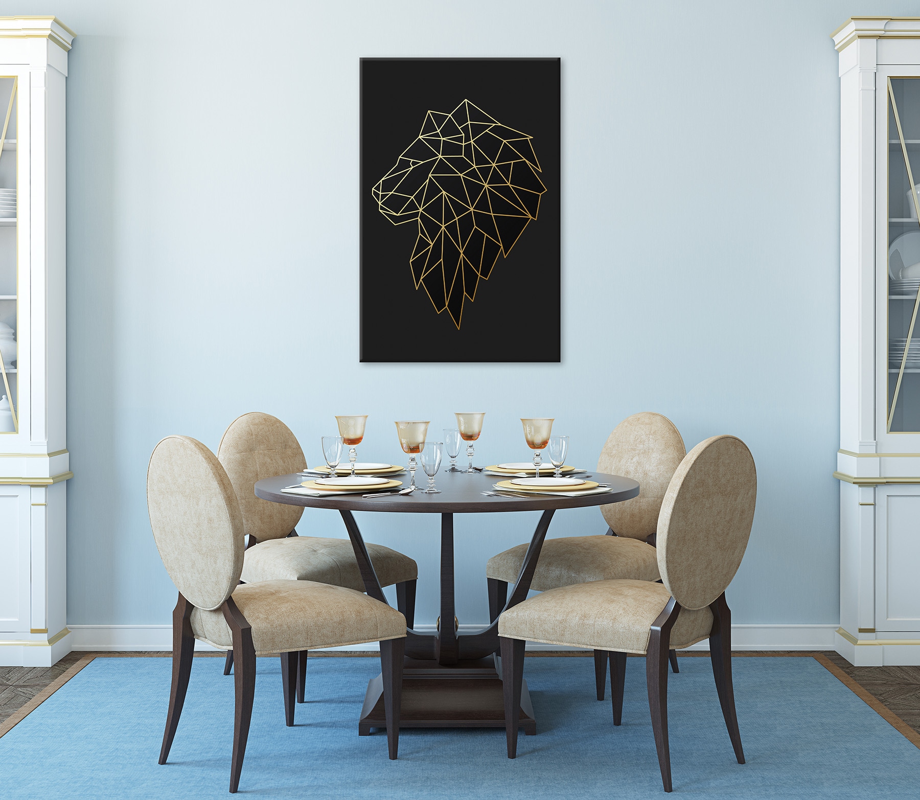 Bönninghoff Leinwandbild »Wandbild LÖWE POLYGON 60x90 cm – Leinwandbild Keilrahmen Deko modern« Löwe 1 Stk. tlg. auf Keilrahmen gespannt