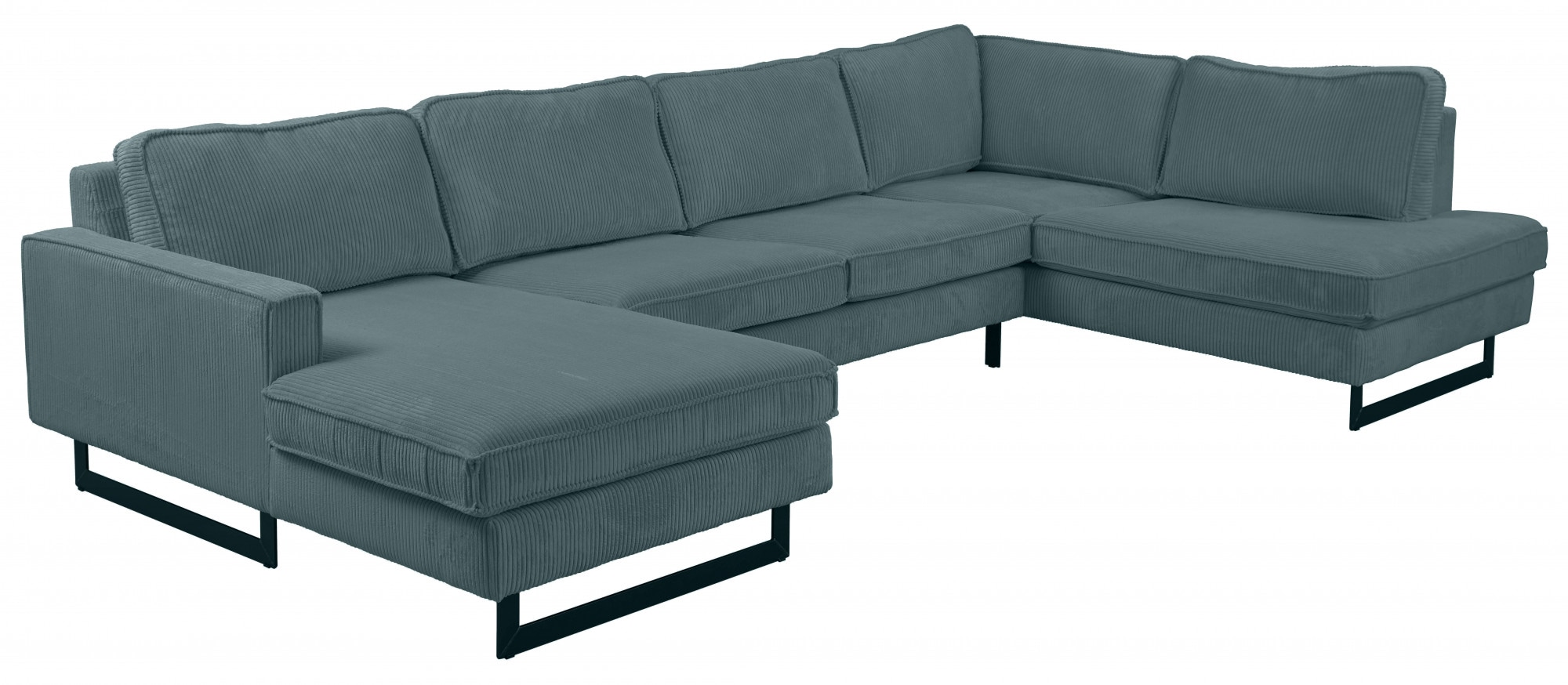 Places of Style Wohnlandschaft »Pinto, 350 cm, U-Form, XXL, mit Ottomanen«, Cord, Feincord, Luxus-Microfaser Leder und Chenille
