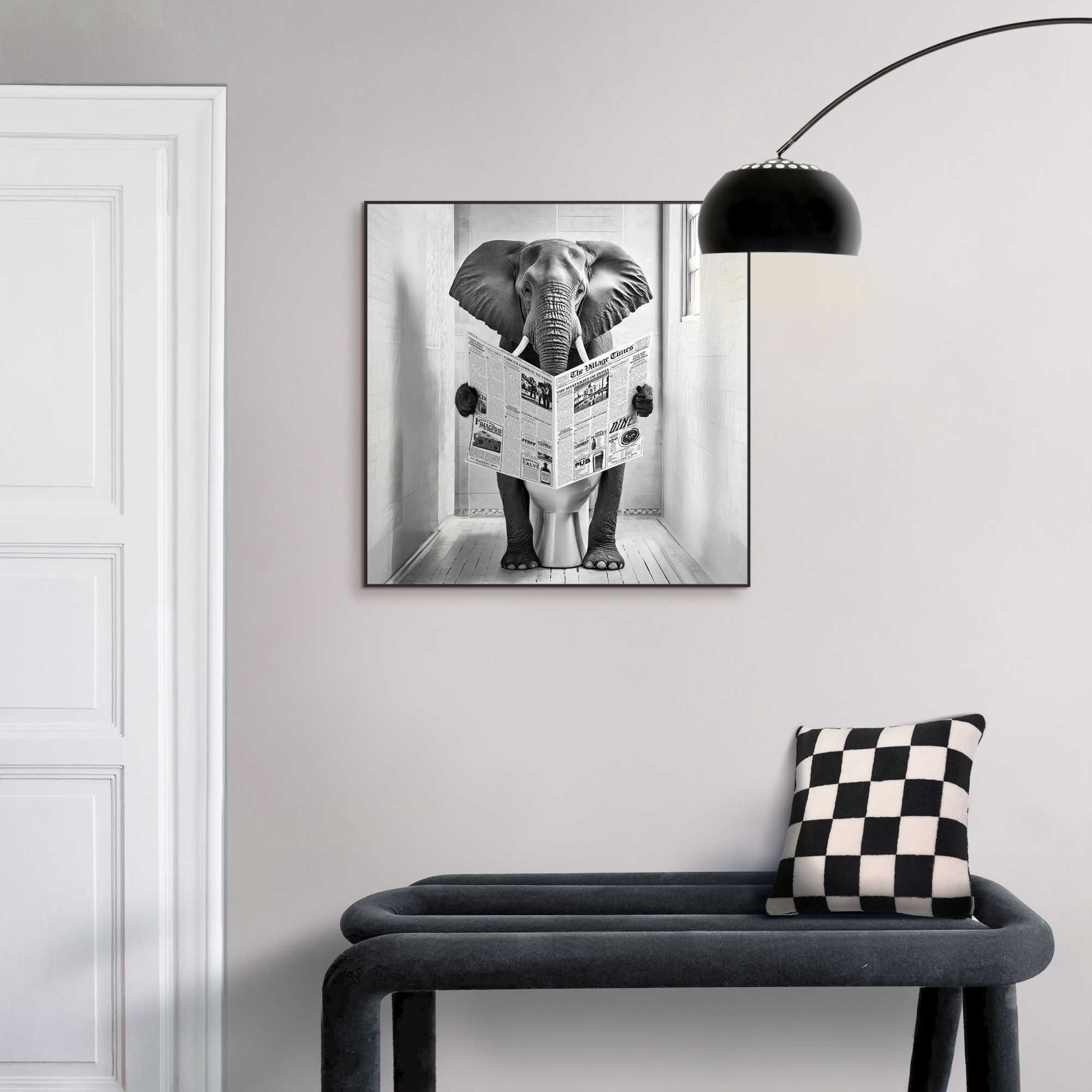 Reinders Poster "Elephant Toilet", Toilette - WC - Zeitung - Schwarz-Weiß - günstig online kaufen