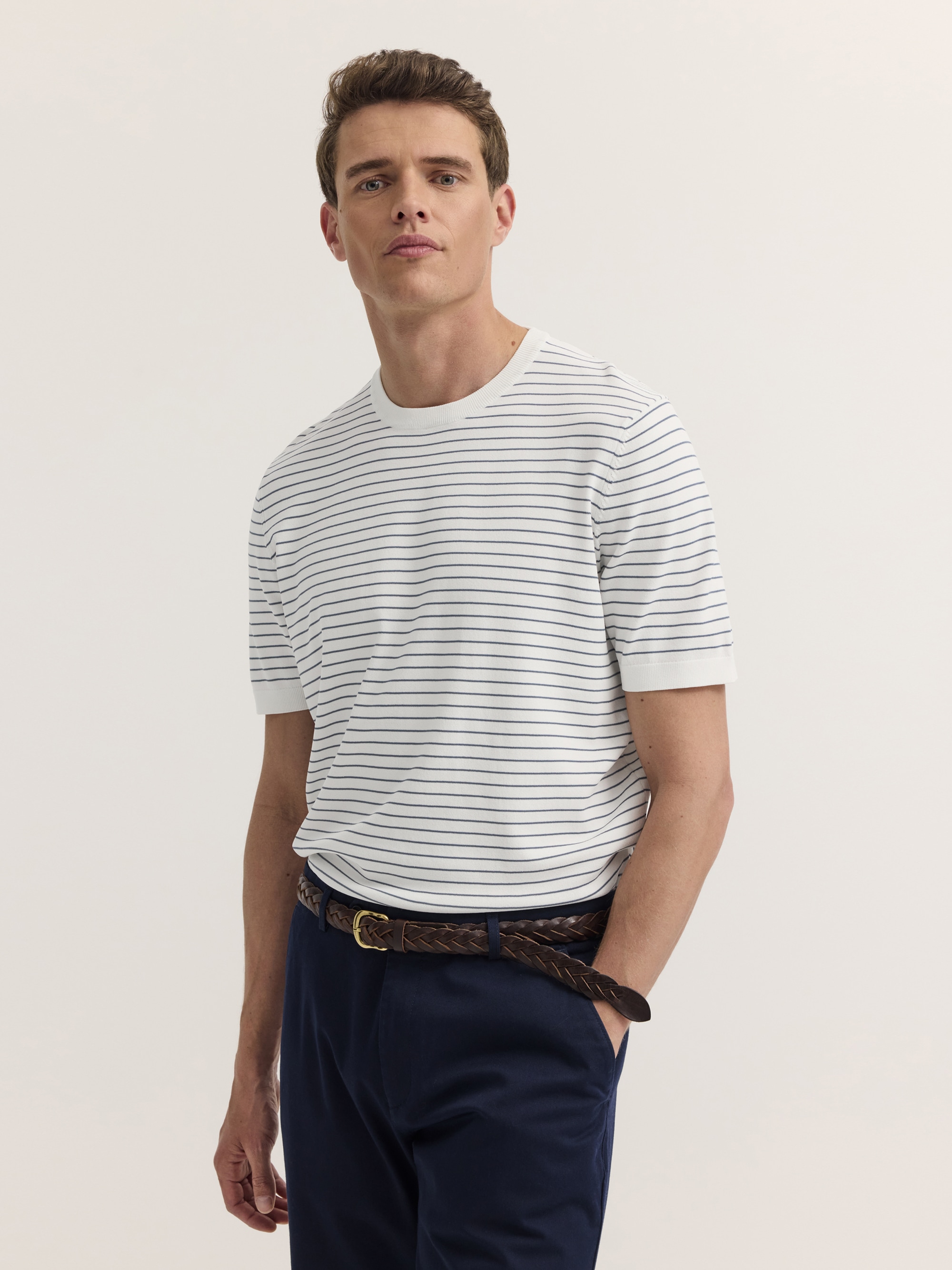 bugatti "Regular Fit" Regular Fit Gestreift Rundhals