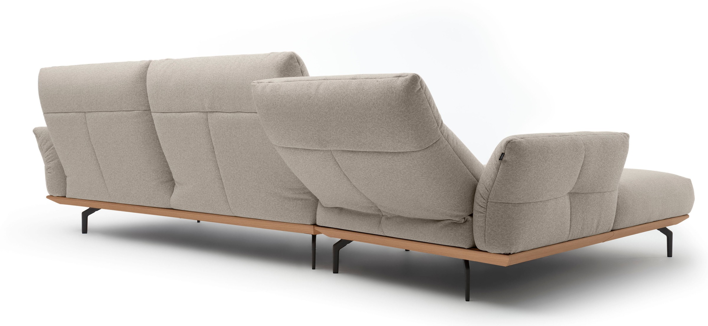 Creation BY ROLF BENZ Ecksofa »CR.460«, Sockel in Eiche, Winkelfüße in Umbragrau, Breite 338 cm