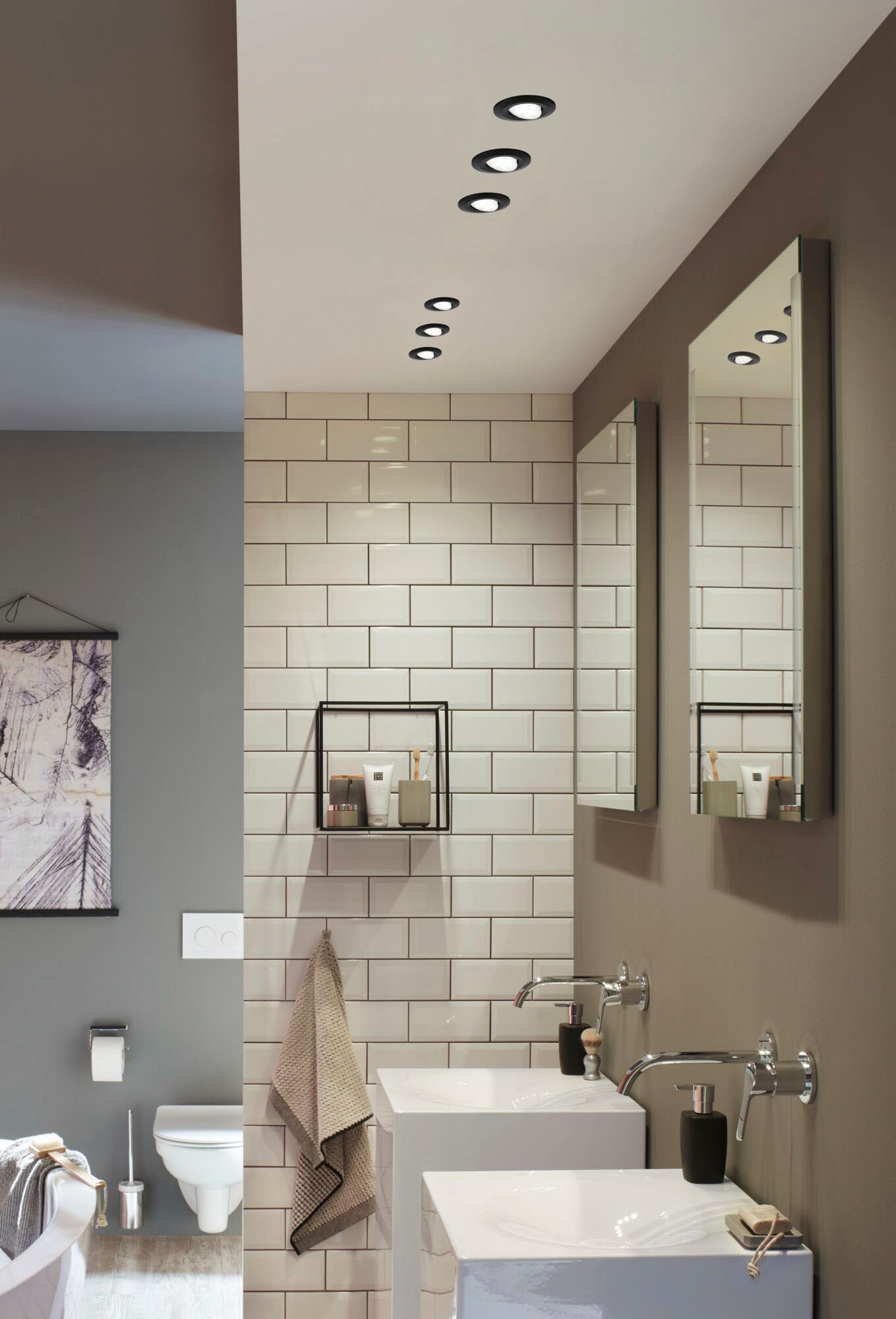 Paulmann LED Einbauleuchte »Nova Plus 1x6W 470lm 2700K Schwarz matt/Alu« Warmweiß