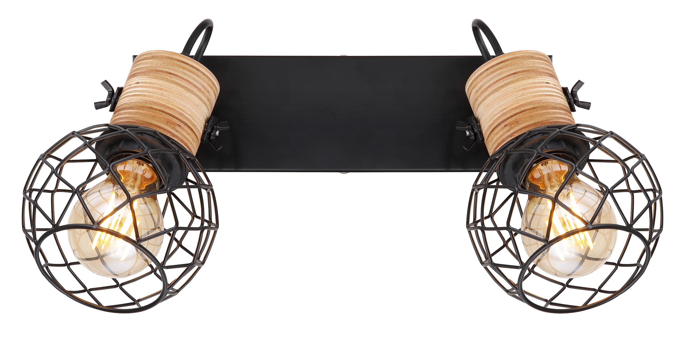 GLOBO LIGHTING Deckenstrahler »LACKY«, Leuchtmittel E27 | ohne Leuchtmittel, Deckenspot/schwarz/MDF braun/ Flur/Wohnzimmer/Schlafzimmer