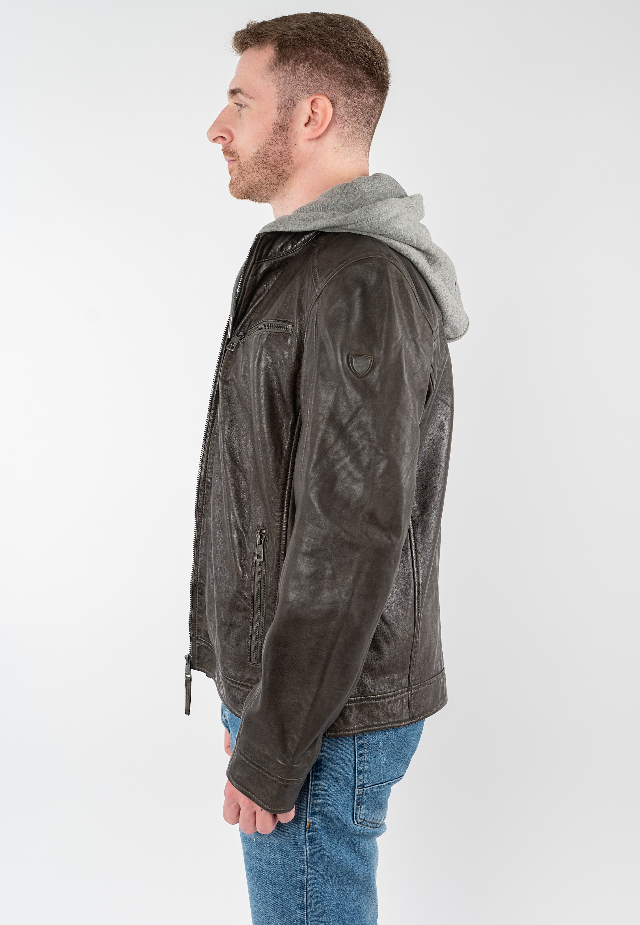 Mauritius Lederjacke »MMBarlo« mit Kapuze mit abnehmbarer Kapuze