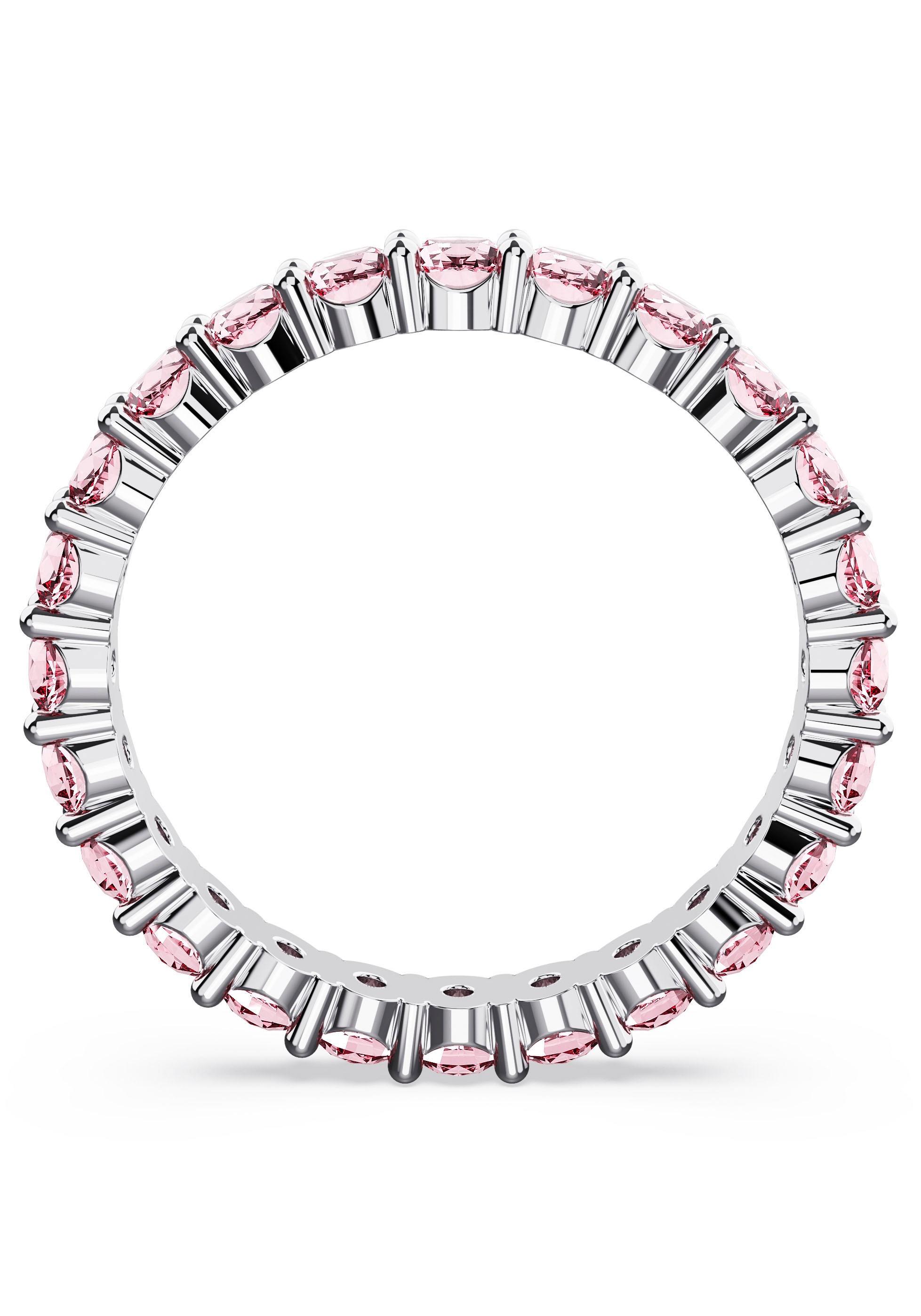 Fingerring SWAROVSKI "Matrix, Rundschliff" Gr. 50, rosa (metallfarben, rosa), Fingerringe, Damen, 50, Metall, Fingerring, mit Swarovski Kristall 5