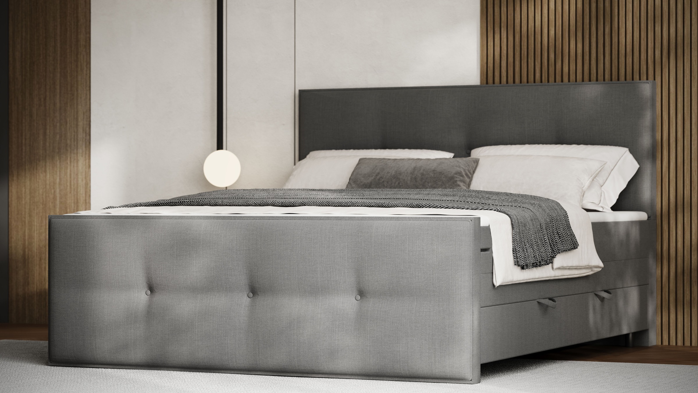 FORTE Boxspringbett »Eve inkl. zwei Bettkästen und Kaltschaum Topper«, und einer 7-Zonen-Tonnentaschen-Federkernmatratze (H3)