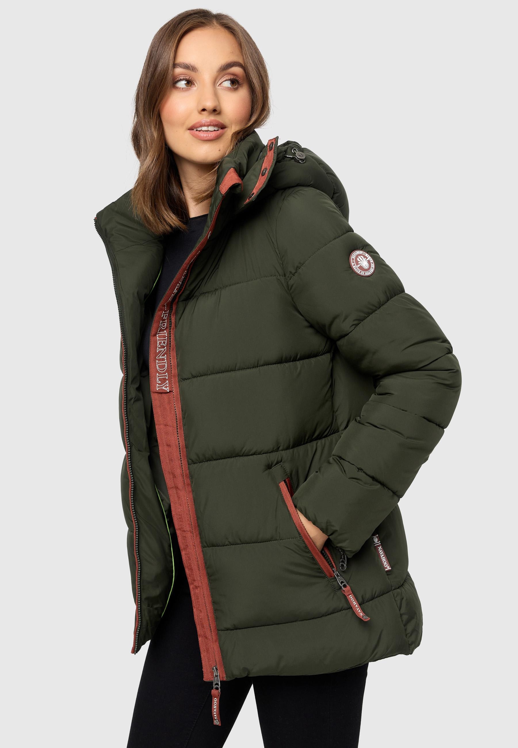 Navahoo Winterjacke »Wattewölkchen«, mit Kapuze, Modische Damen Steppjacke mit kontrastfarbenen Details