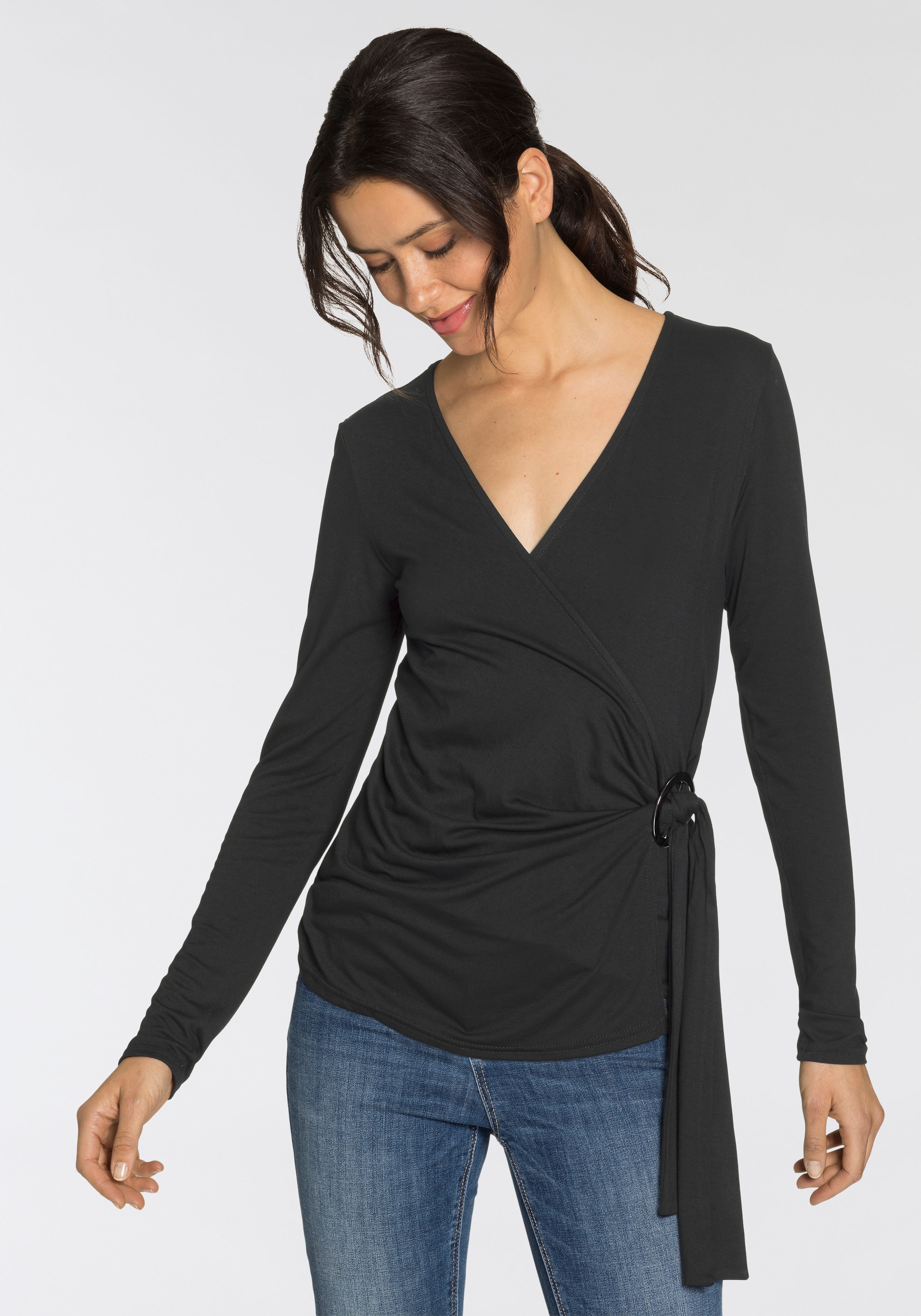 Melrose Wickelshirt, mit Ring-Detail