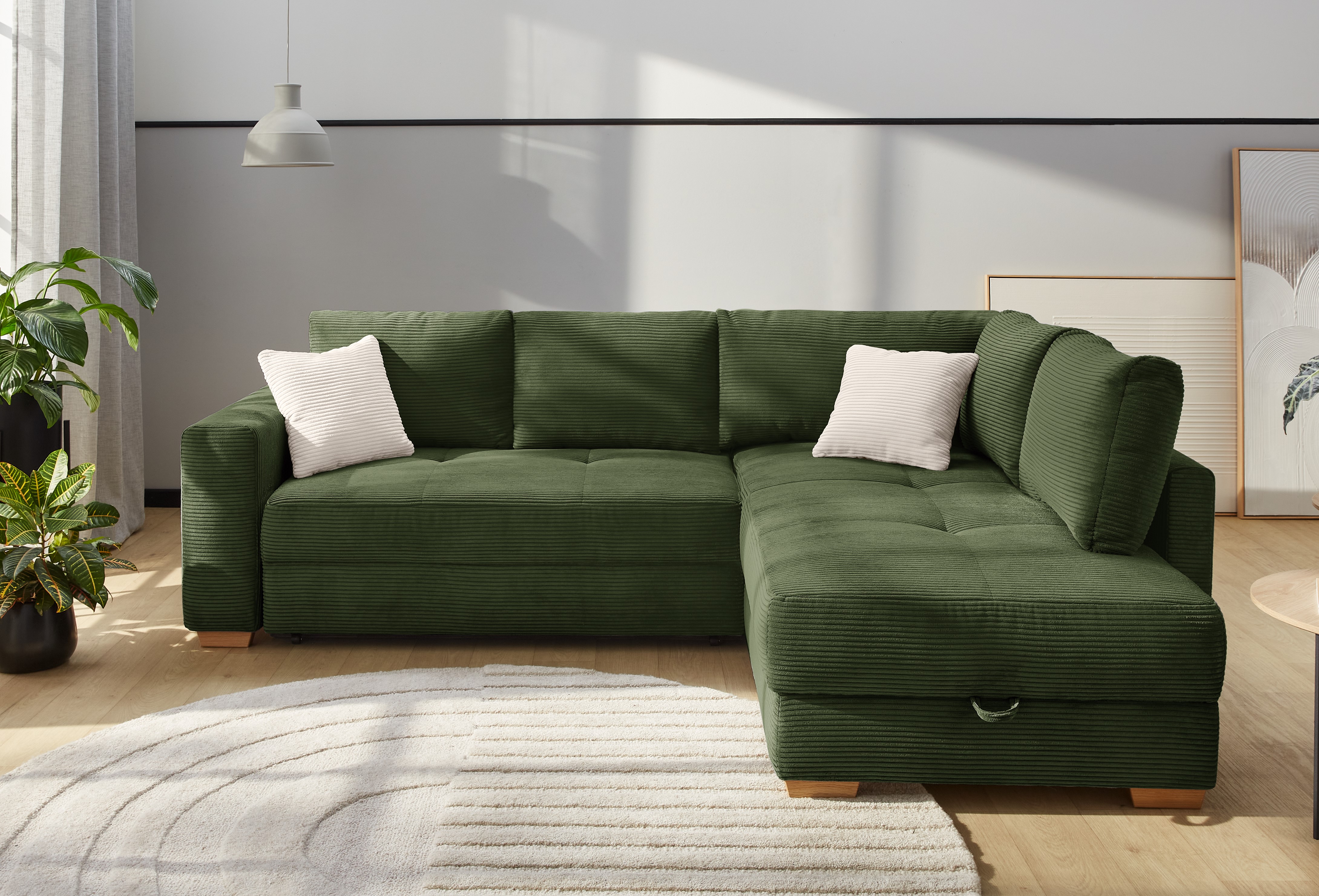 Jockenhöfer Gruppe Ecksofa "Sunset L-Form, B: 257 cm, Liegefl. 160x223 cm Dauerschlafsofa" Tonnentaschen-Federkern, Kaltschaumtopper, Bettkasten & Zierkissen