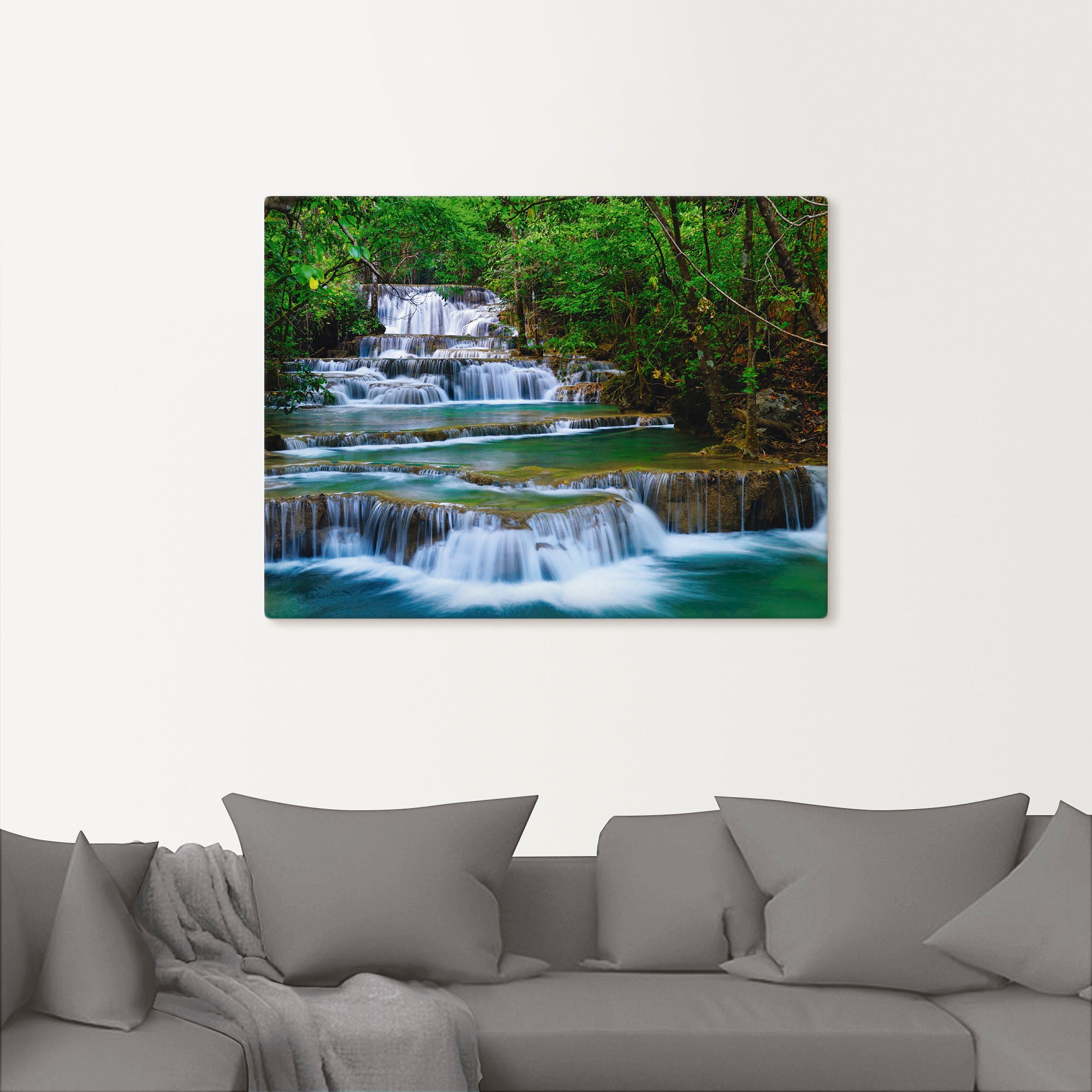 Artland Wandbild "Tiefen Wald Wasserfall" Gewässer 1 Stk. tlg. als Leinwand günstig online kaufen