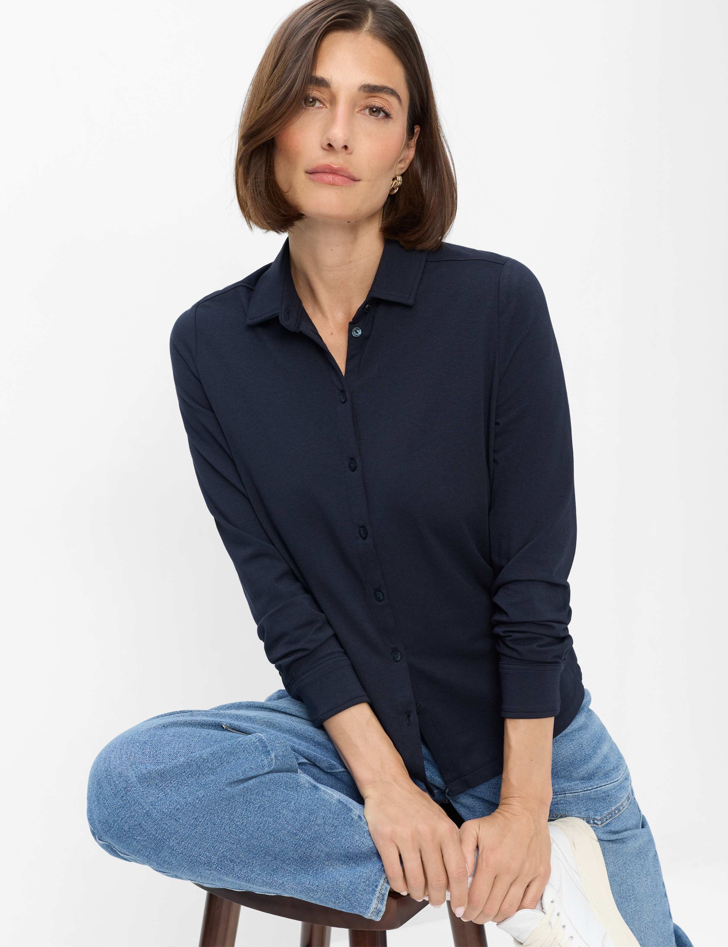 Brax Hemdbluse »Style CELINA L« Jersey: Shirtbluse im Baumwollmix
