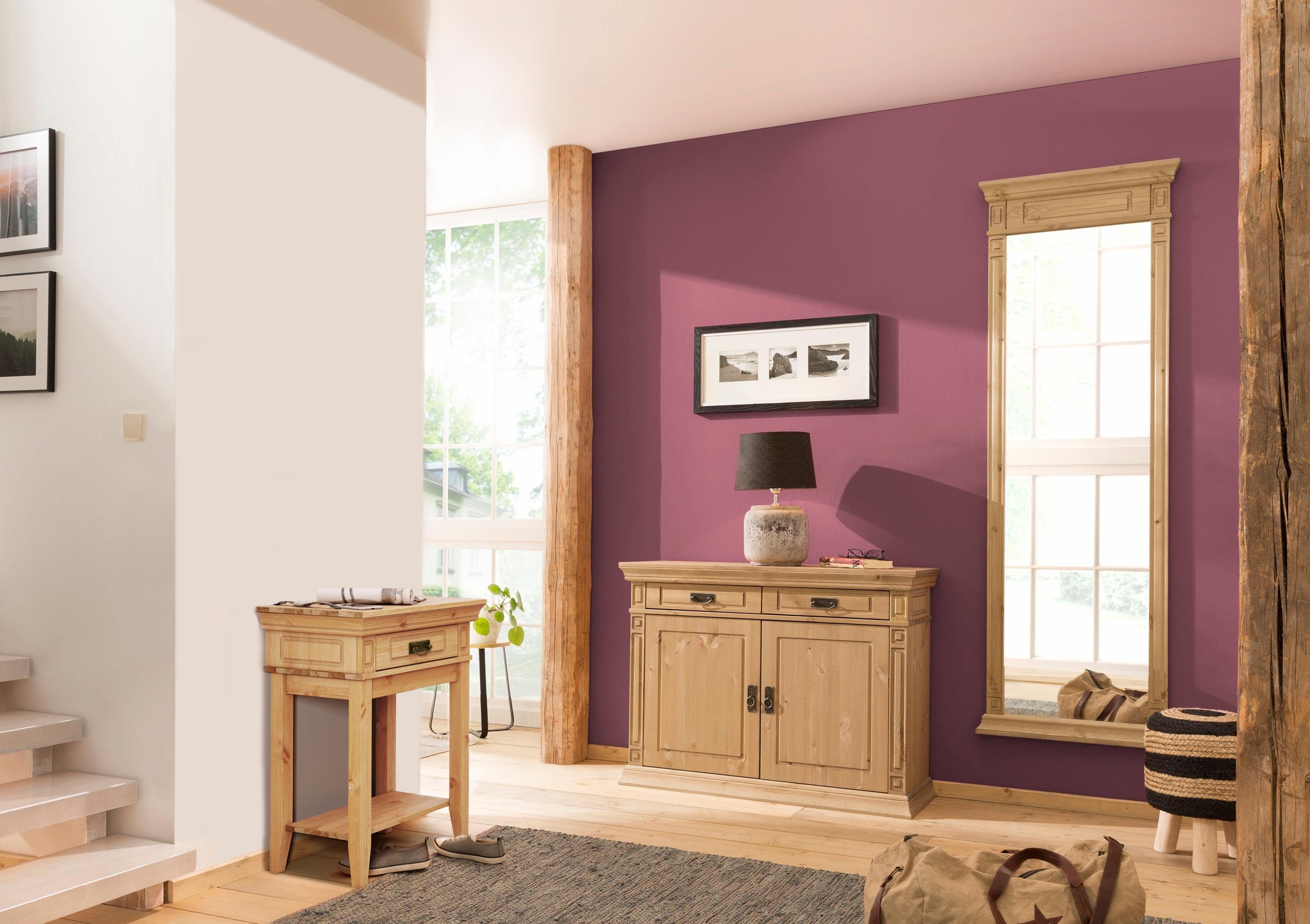 OTTO home Nachttisch "Vinales; Konsolentisch, Beistelltisch ideal für Boxspringbetten" Made in Europe, aus massiver Kiefer, mit Fräsungen, FSC zertifiziert