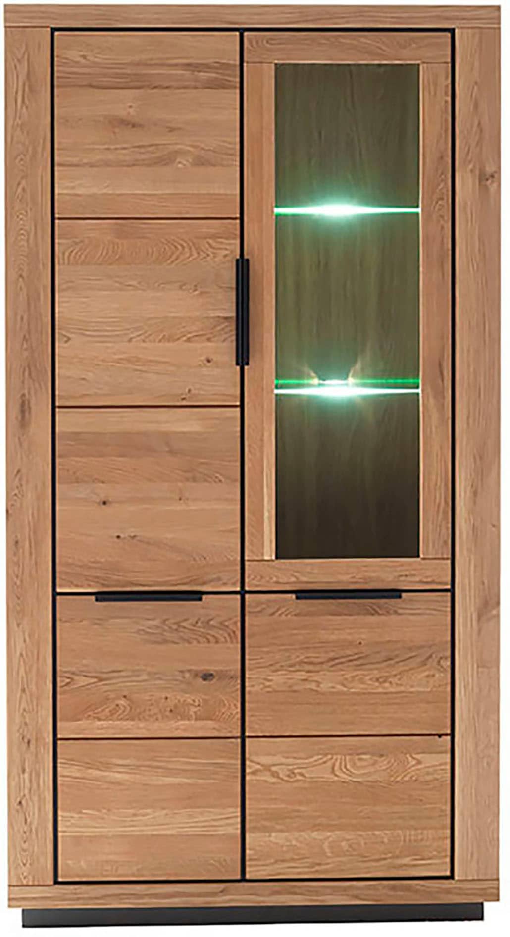 Thumbnail - MCA living Vitrine "GRENO Vitrine groß" 1 Stk. tlg. aus massiver Wildeiche, Metallgriffe, Breite 107 cm