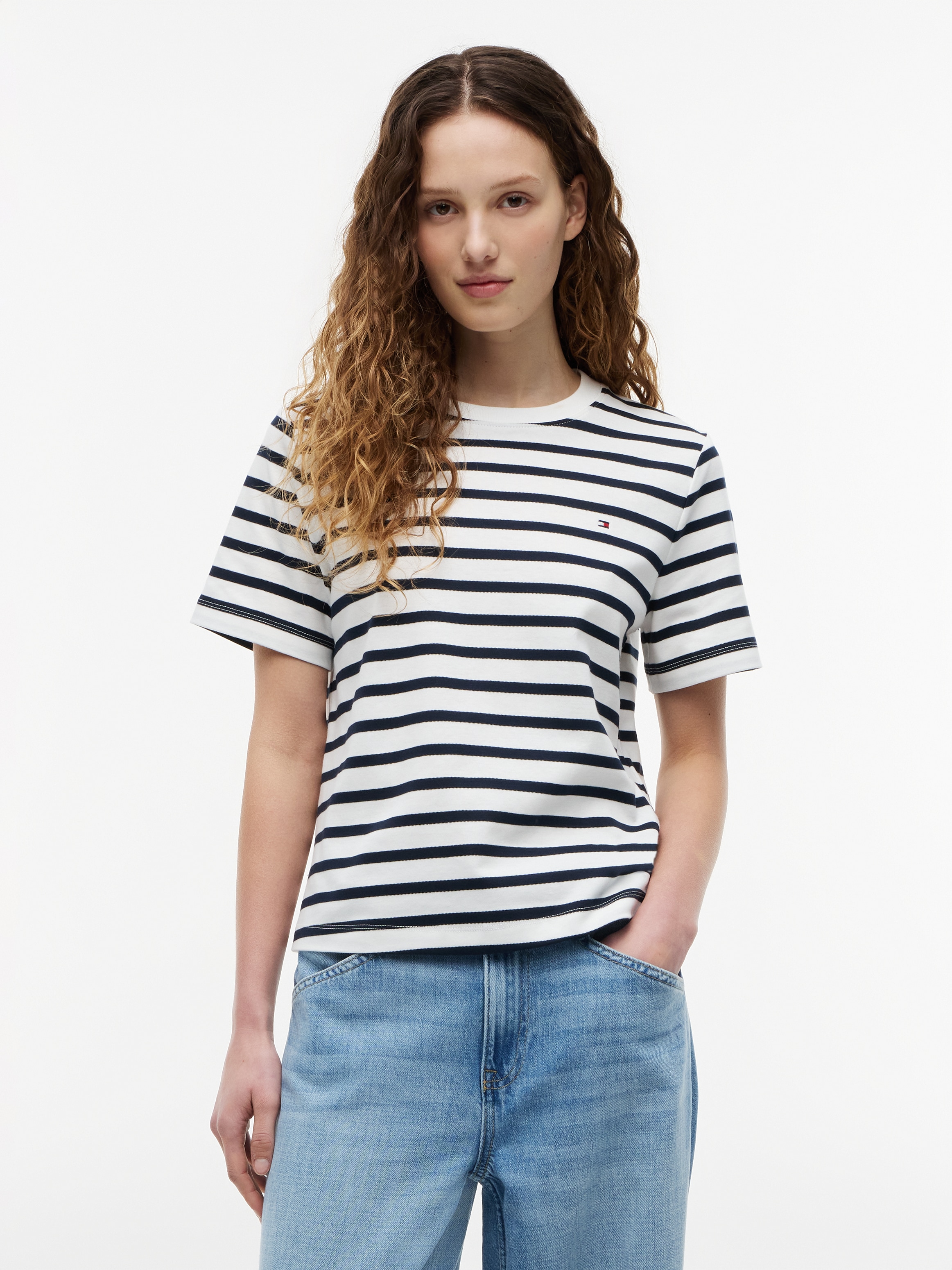 Tommy Hilfiger Kurzarmshirt "INTERLOCK BOXY C-NK SS TEE" Baumwolle