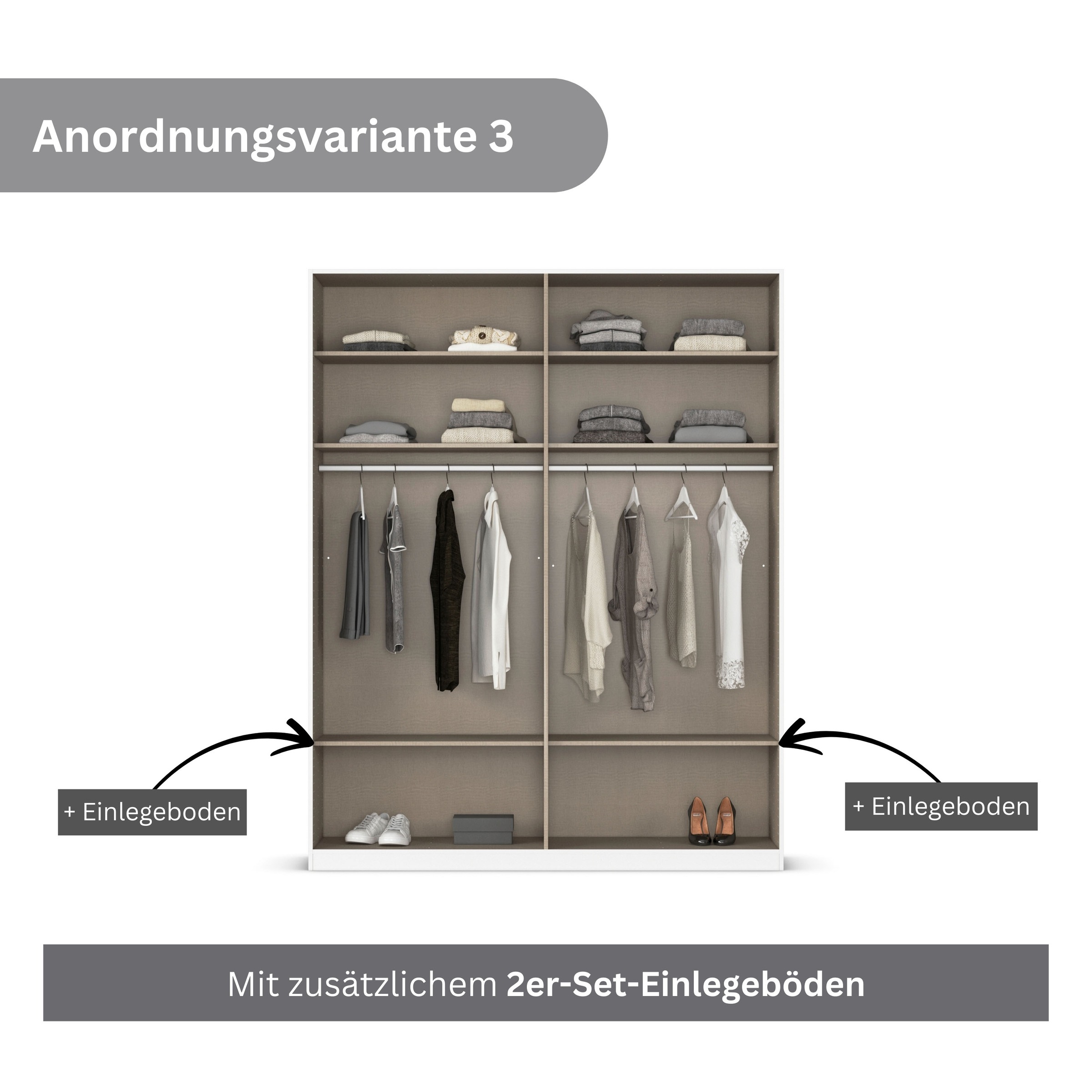 rauch Drehtürenschrank »Kleiderschrank Kleiderschränke Schrank Garderobe AGORDO mit Glasfront«, (in zwei Griff-Farben), durchdachte Innenausstattung, in 6 Breiten und 2 Höhen MADE IN GERMANY
