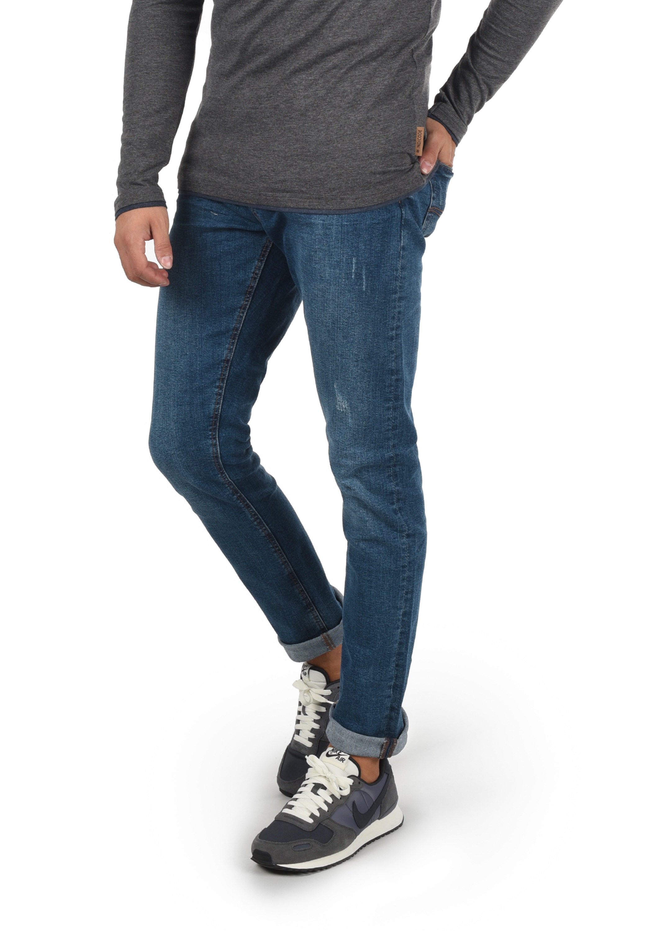 Indicode 5-Pocket-Jeans IDAldersgate Denim Hose mit dekorativen Knitterfalt günstig online kaufen