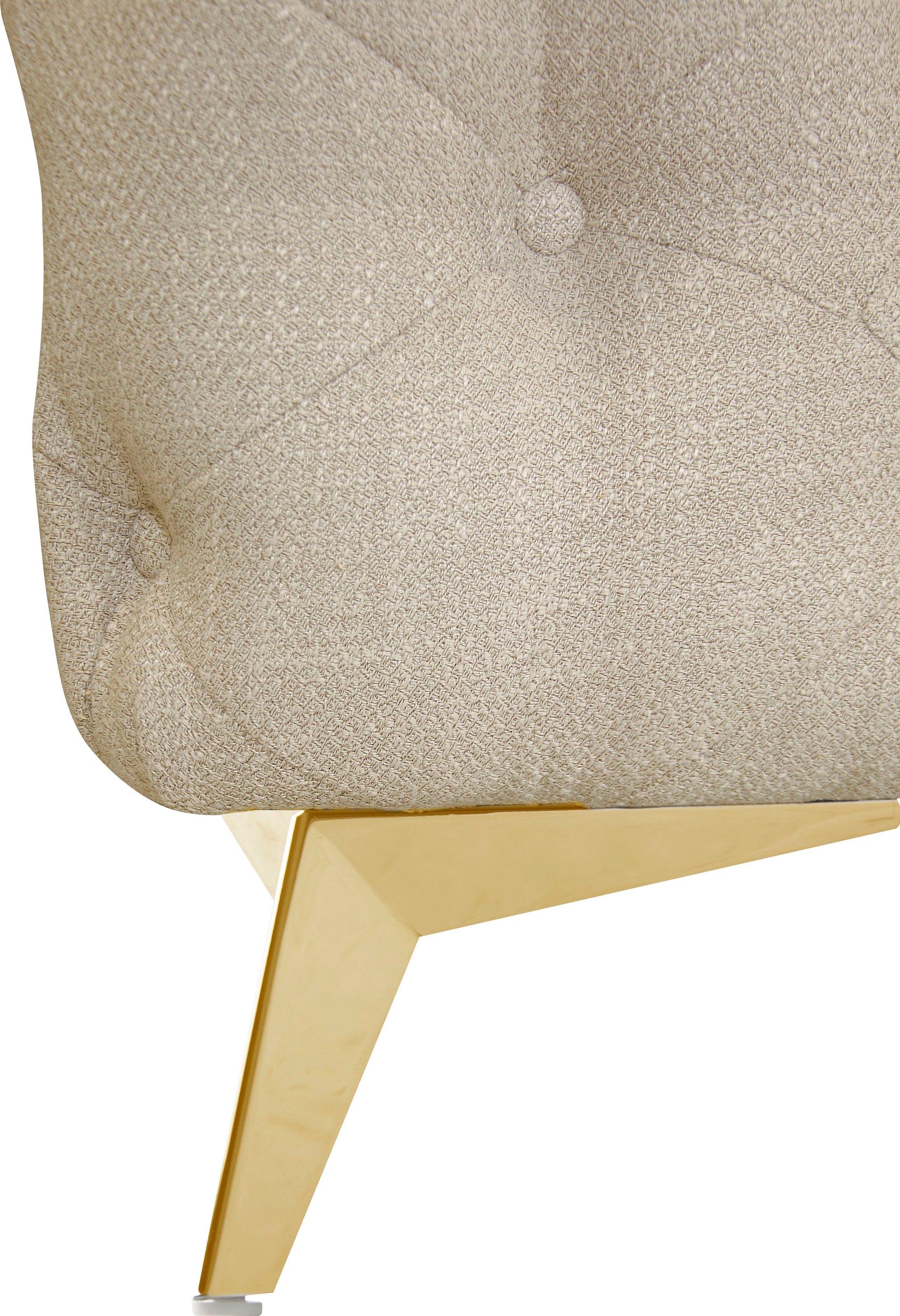 Leonique Chesterfield-Sofa »Ecksofa GLYNIS L-Form mit Wellenunterfederung, Maße B/T/H 323/264/75cm«, aufwändige Knopfheftung, moderne Chesterfield Optik, Fußfarbe wählbar