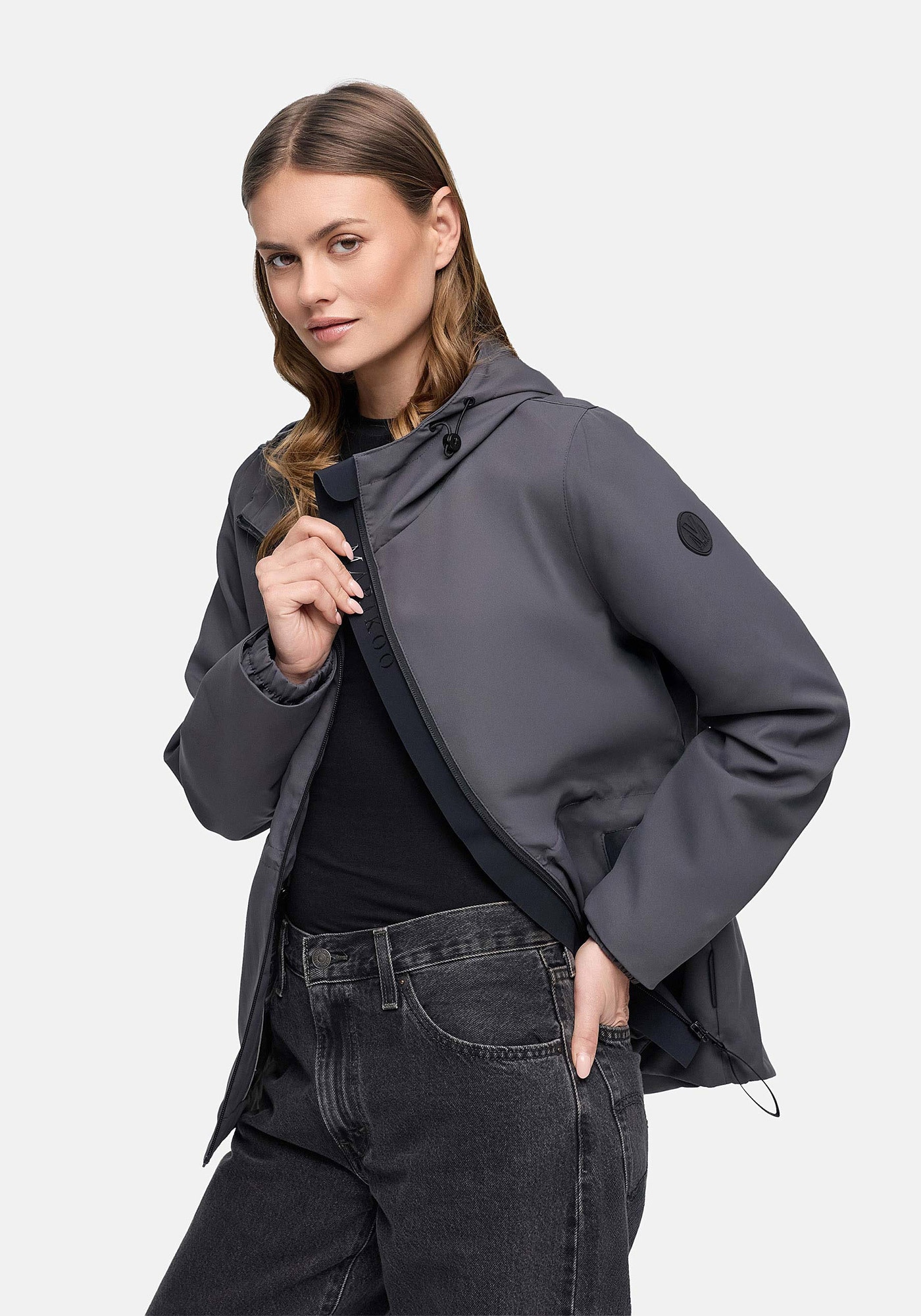 Marikoo Outdoorjacke »Katzilein« Leichte Übergangsjacke mit Kapuze und Kordelzug