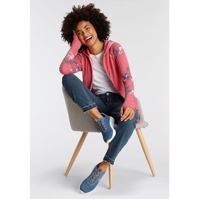 im mit Kapuzensweatjacke, KangaROOS online NEUE BAUR KOLLEKTION blumigem | kaufen Hawaii-Look - Druck