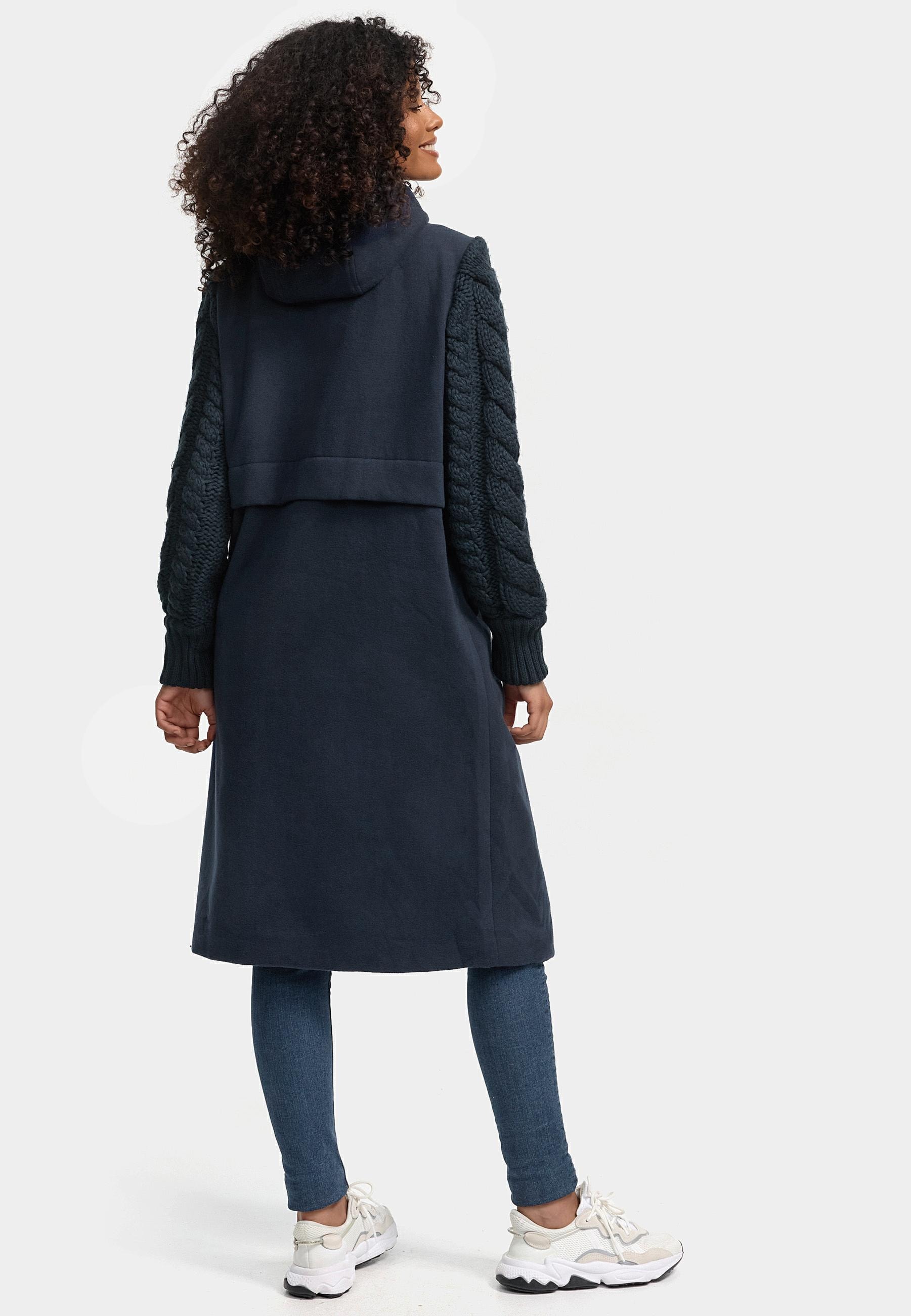 Navahoo Kurzmantel »Knit Babe 14«, Weicher Übergangsmantel mit gestrickten Ärmeln