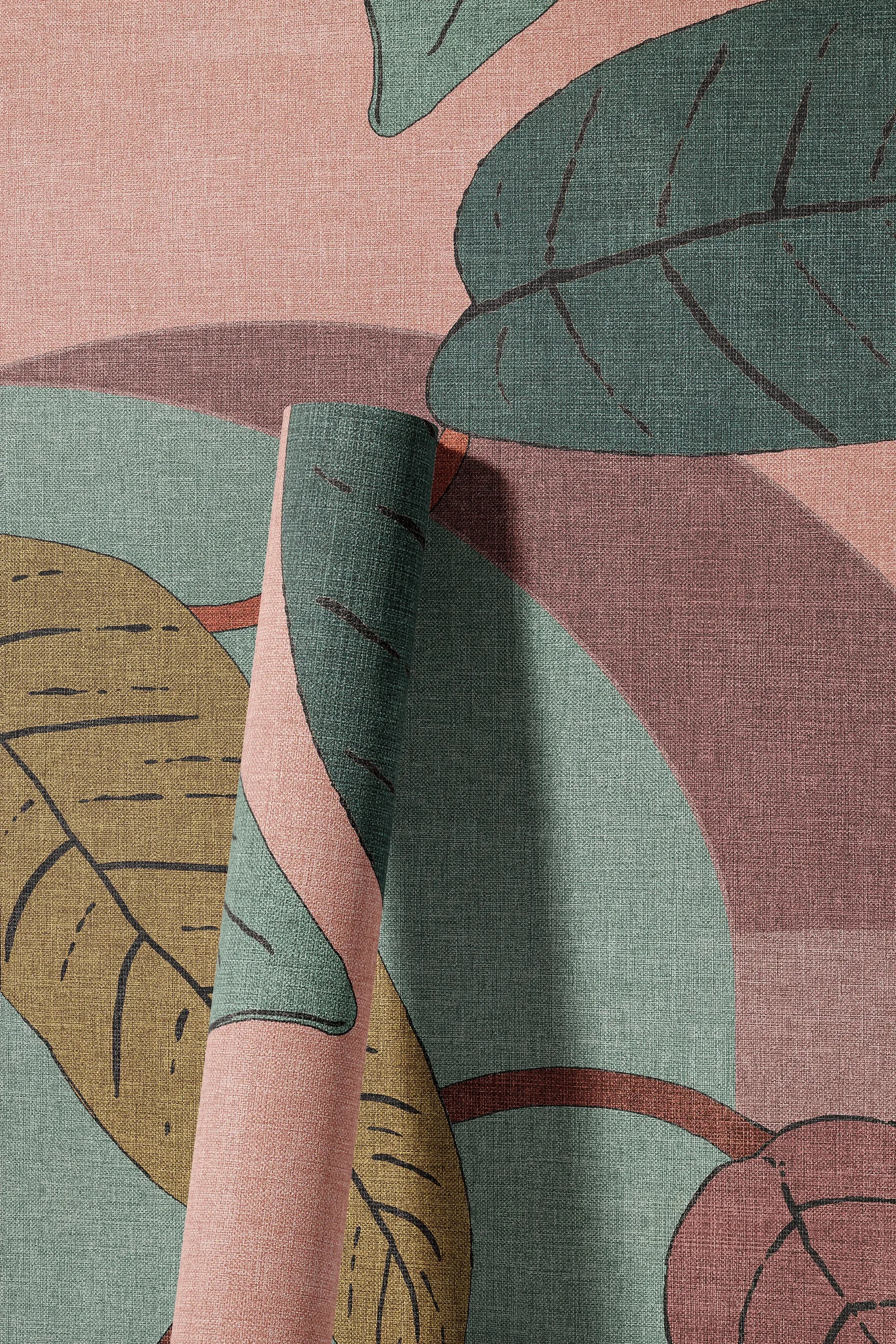 living walls »LIMITED – Retro Blätter Collage Fototapete« Retro | grafisch | mehrfarbig leicht strukturiert Grafische Blätter und Flächen im farbstarken Retro-Look