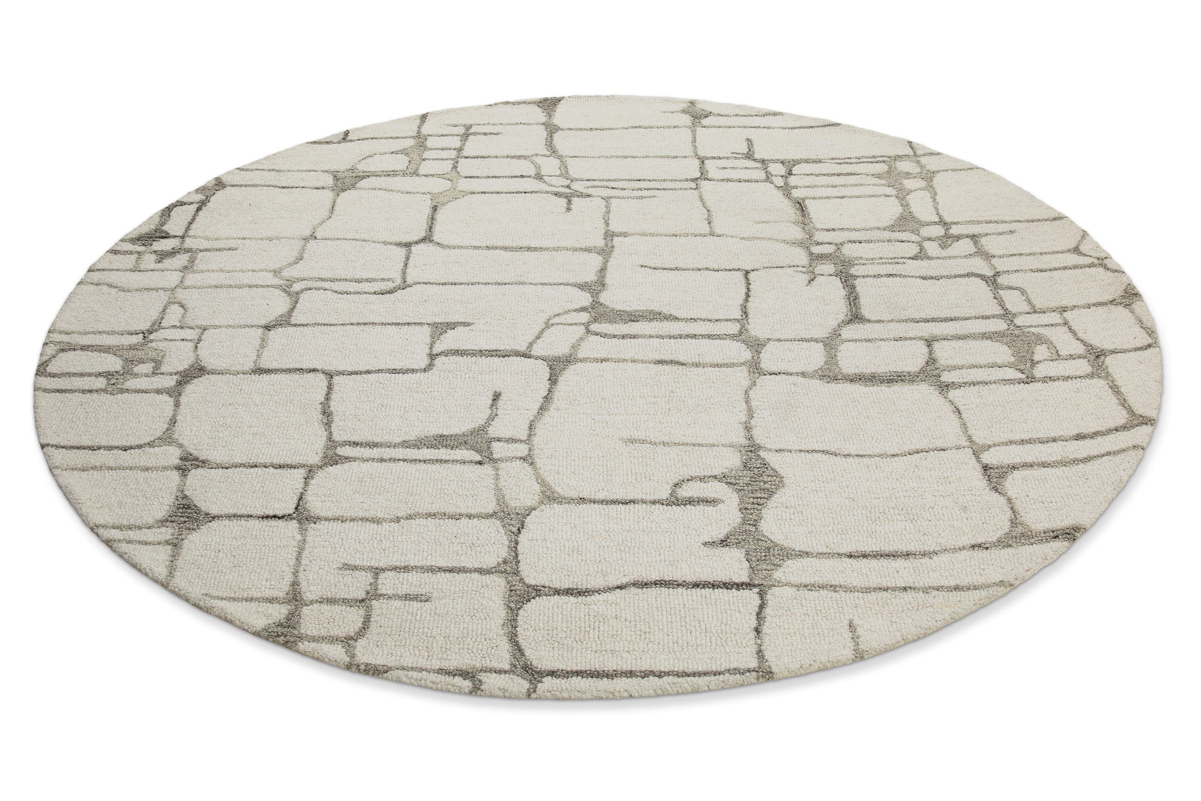 Wecon home Wollteppich »Hamptons TWELVE«, rund, 10 mm Höhe, Schurwolle, Kurzflor, Wohnzimmer, elegant, geometrisches Design