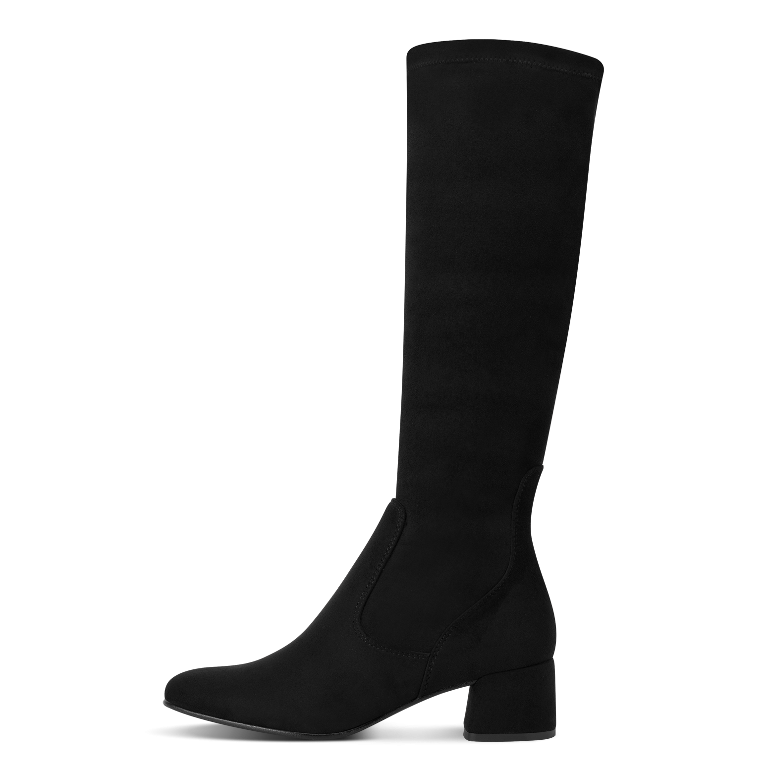 MARCO TOZZI Damen Stiefel, Gr. 41schwarz, Textil, Veloursleder, unifarben, Schuhe, Blockabsatz, Businessstiefel, Langschaftstiefel,
