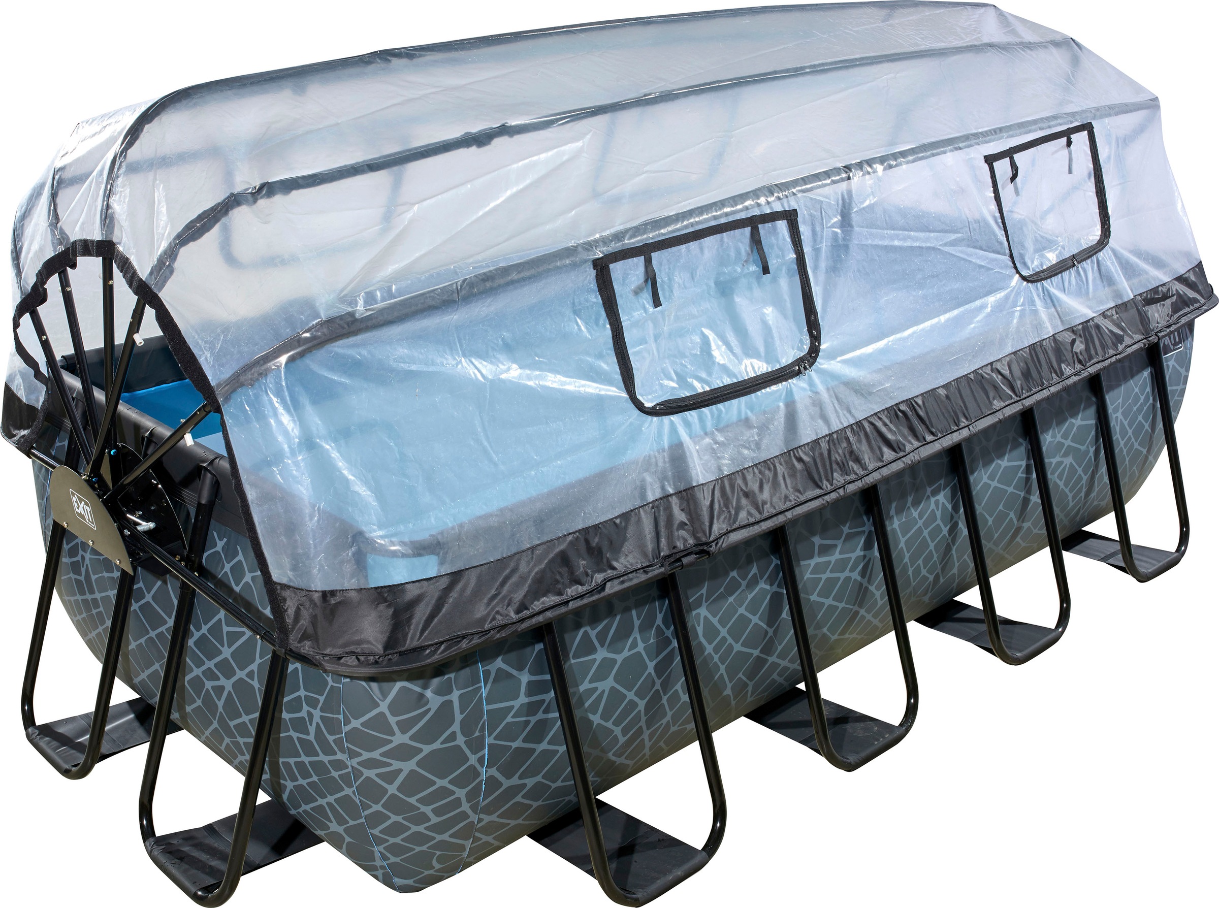 EXIT Framepool »inkl. Poolabdeckung und Wärmepumpe«, (Set, 5 tlg.), 5-tlg., BxLxH: 200x400x100 cm, mit Sandfilteranlage und Poolleiter