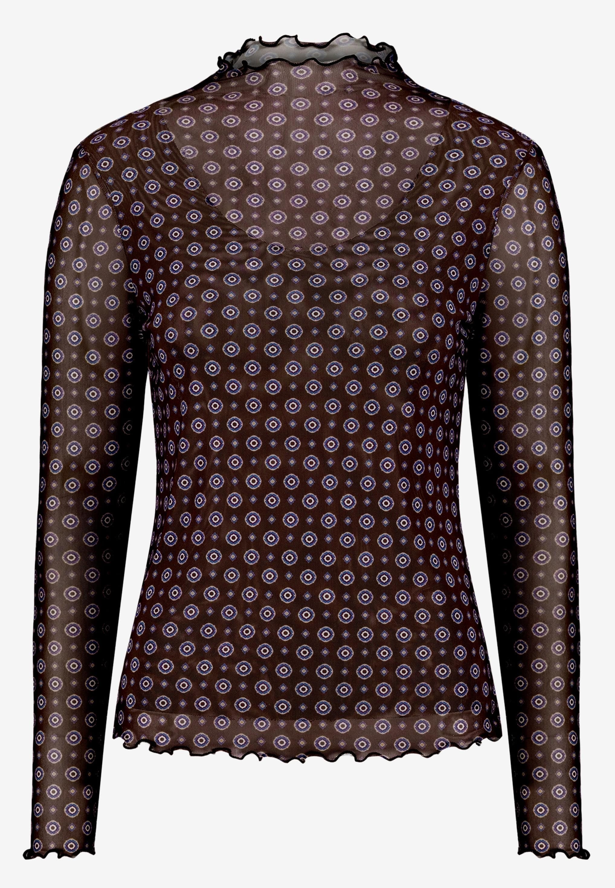 Zero Langarmshirt mit Muster und gekräuselten Abschlüssen / transparent