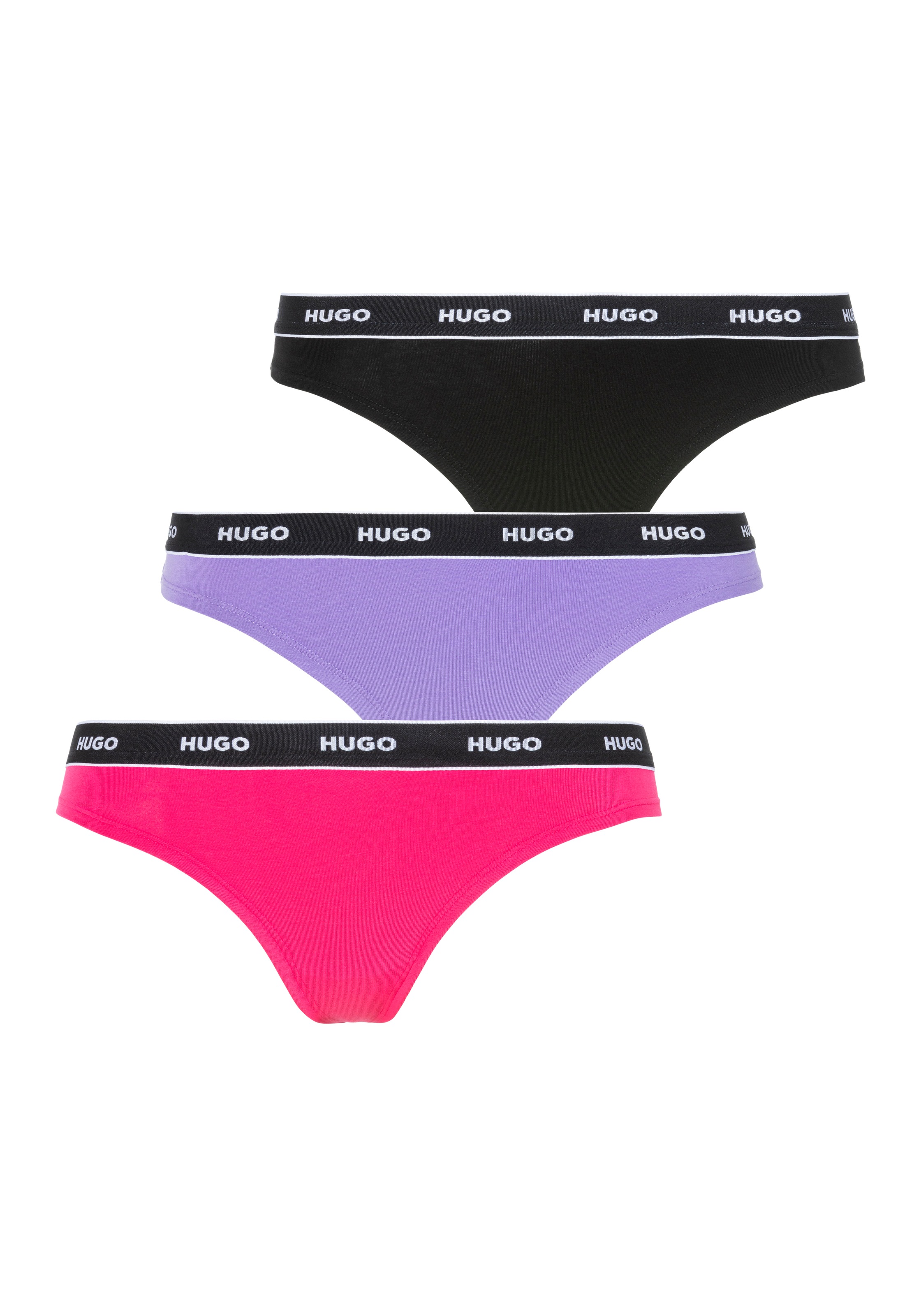 HUGO Underwear T-String "TRIPLET THONG STRIPE", (Packung, 3 St., 3), mit Logoschriftzug auf dem Bund