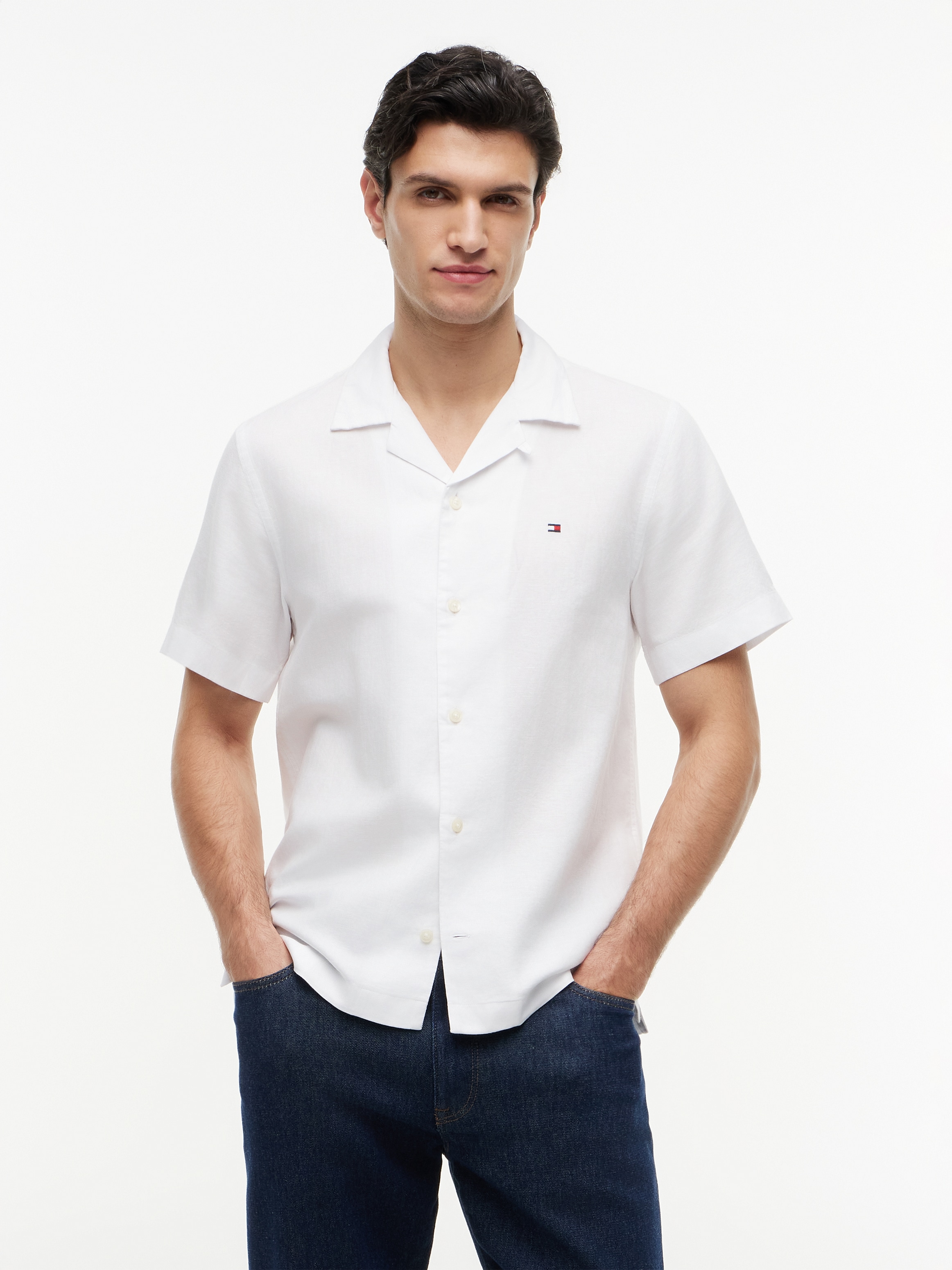 Tommy Hilfiger Kurzarmhemd »LINEN BLEND SOLID SS RF SHT«