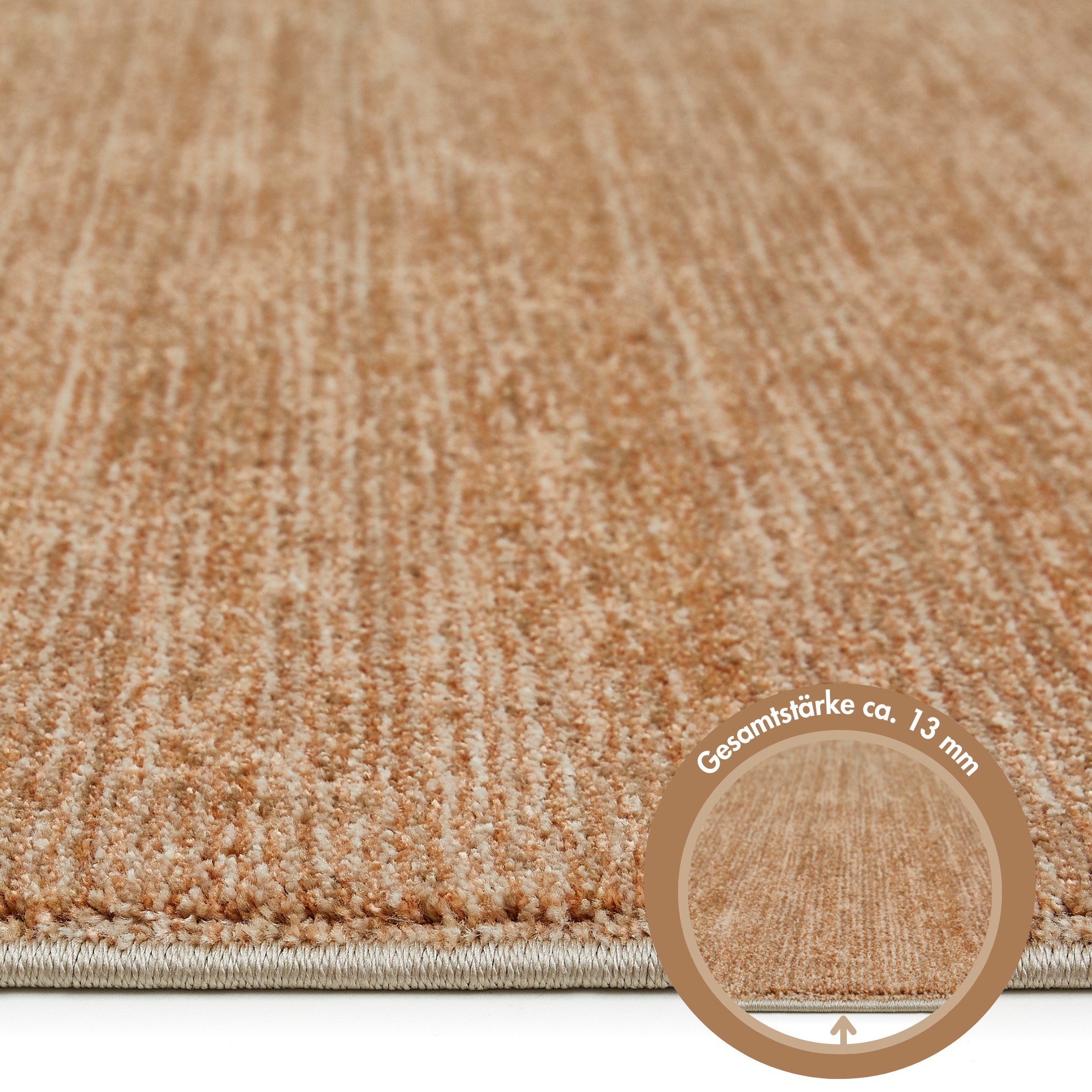 Teppich LUXOR LIVING "Vilnius", rosa (kupfer), B:160cm H:13mm L:230cm, Polyester, Teppiche, Teppich, melierte Optik, weicher Flor, mit Fransen, Wohnzimmer 3