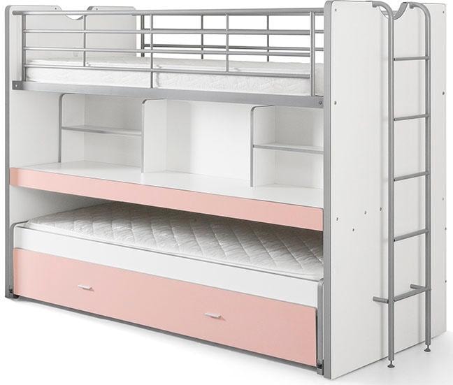Vipack Hochbett »Bonny, mit 3 Schlafgelegenheiten, super praktisch im Kinderzimmer«, (B/H/T ca. 222x161x102cm, Dekor Oberfläche, in verschieden Farben), mit großer Schreibplatte, Regalfächern, viel Funktion auf kleinem Raum