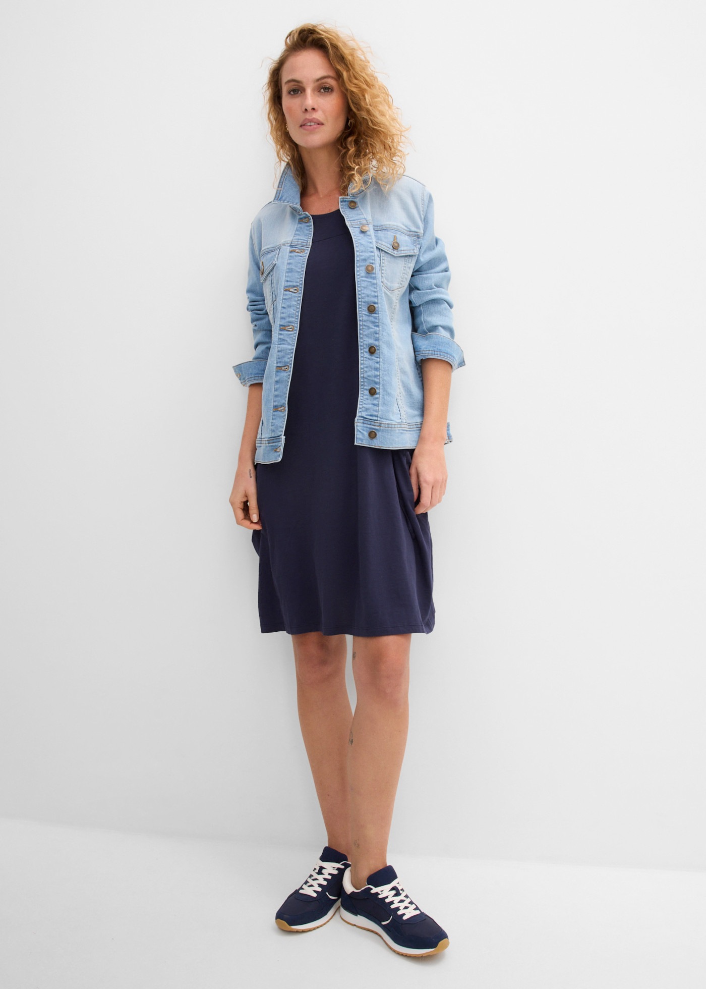 bonprix Jerseykleid »Baumwoll-Jerseykleid mit Taschen« für den Alltag, ärmellos, aus Baumwolle, in A-Linie, mit Taschen