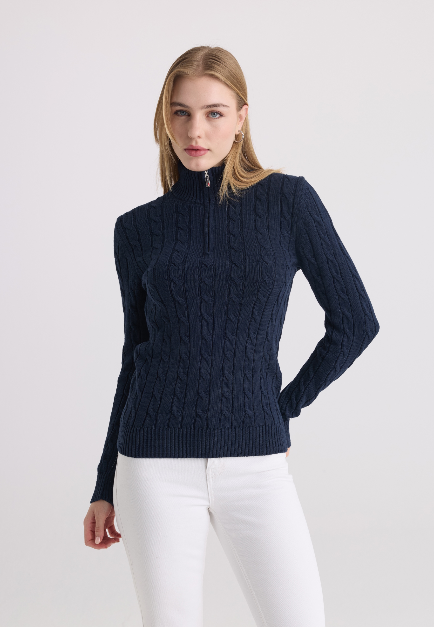 Felix Hardy Stehkragenpullover "Pullover mit Zopfmuster"