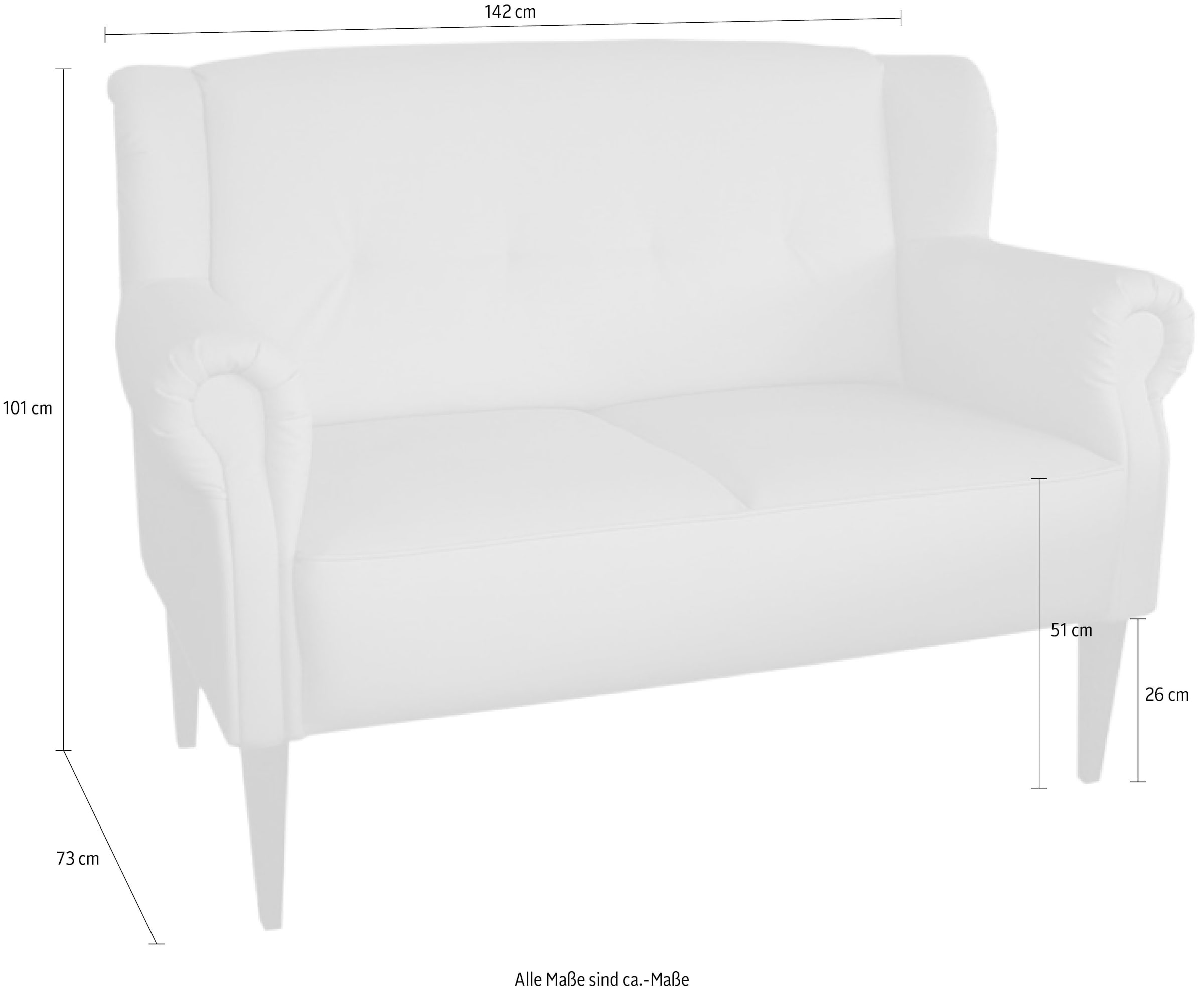 Home affaire 2-Sitzer »Moro Küchensofa, Federkern, Breite 142cm, bequem« mit Federkern