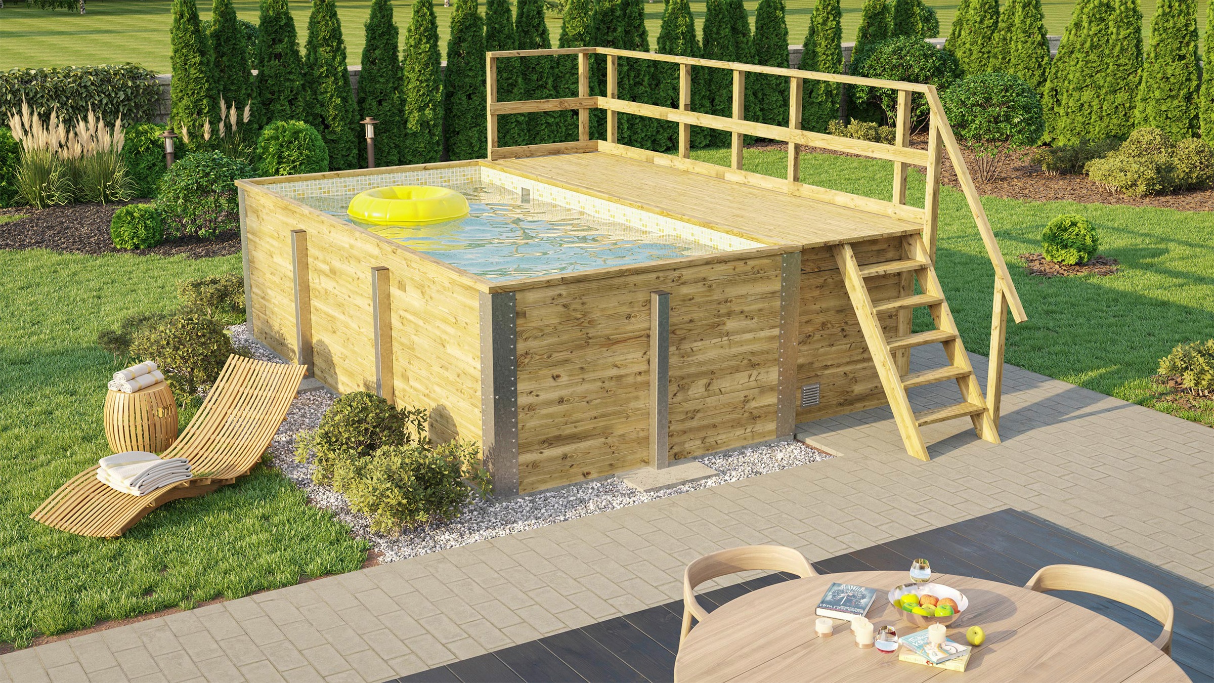 weka Rechteckpool "595 Gr. 1 mit Sonnendeck und Technikraum" BxLxH: 309x416 günstig online kaufen