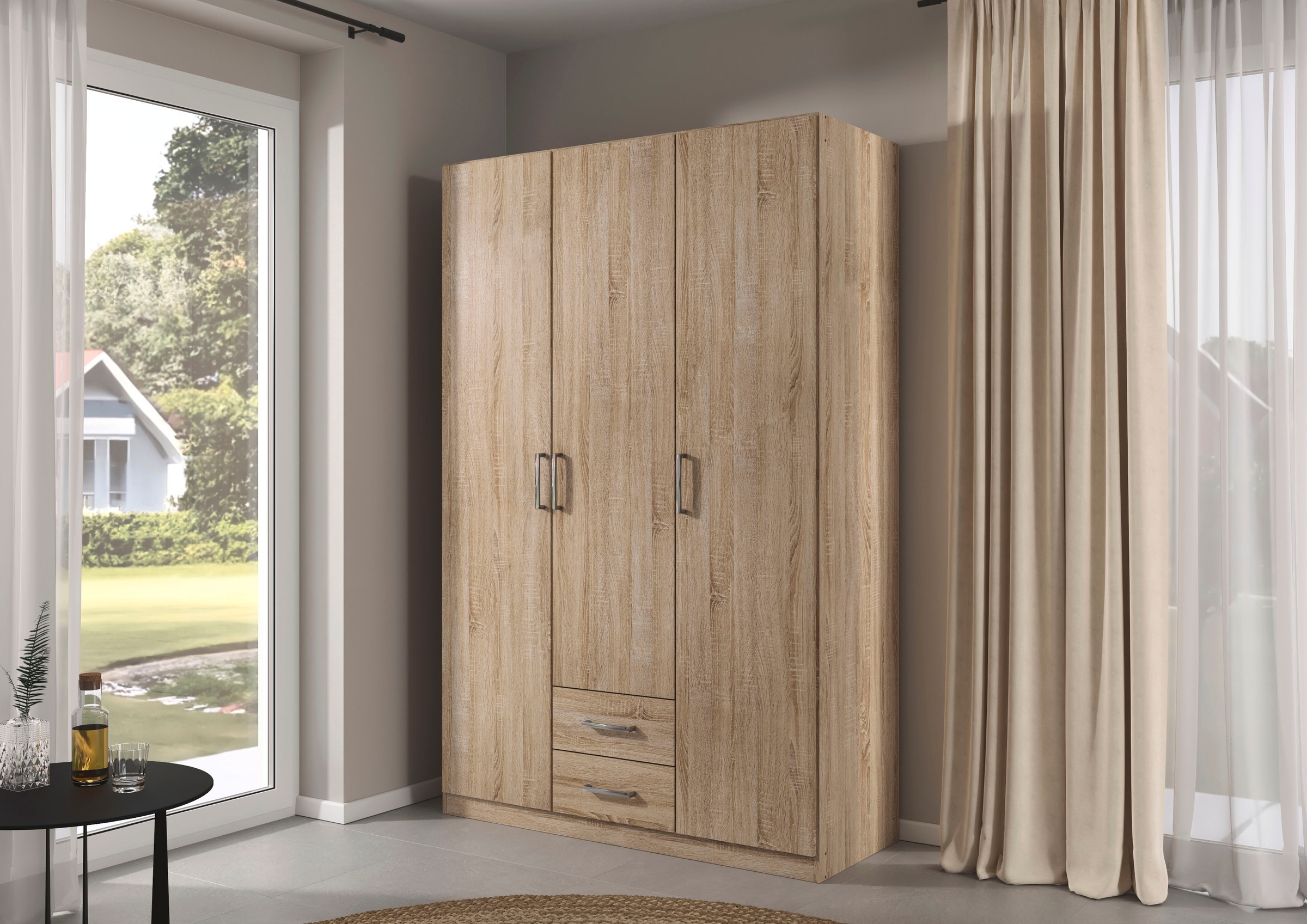 rauch Drehtürenschrank "Kleiderschrank Garderobe GAMMA Breite 136 cm" in 3 Ausstattungen BASIC/CLASSIC/PREMIUM (inkl. SOFT-CLOSE-Funktion), mit Schubladen, verschiedene Griff-Varianten TOPSELLER MADE IN GERMANY