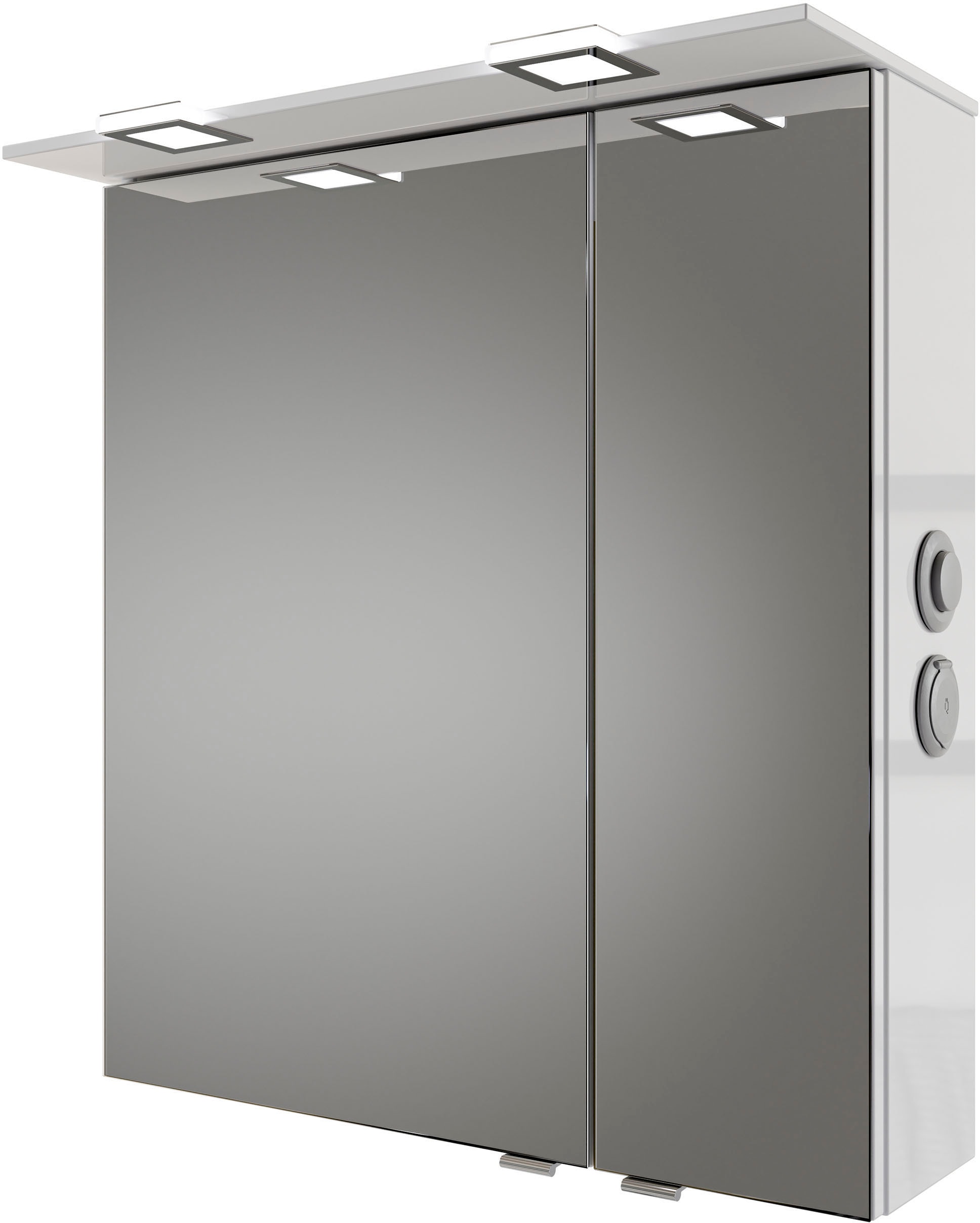 Saphir Badmöbel-Set »Serie 6025 2-teilig Mineralmarmor-Waschtisch mit LED-Spiegelschrank«, (2 St.), Waschplatz 67 cm breit, 2 Schubladen, 2 Spiegel-Türen, inkl Türdämpfer